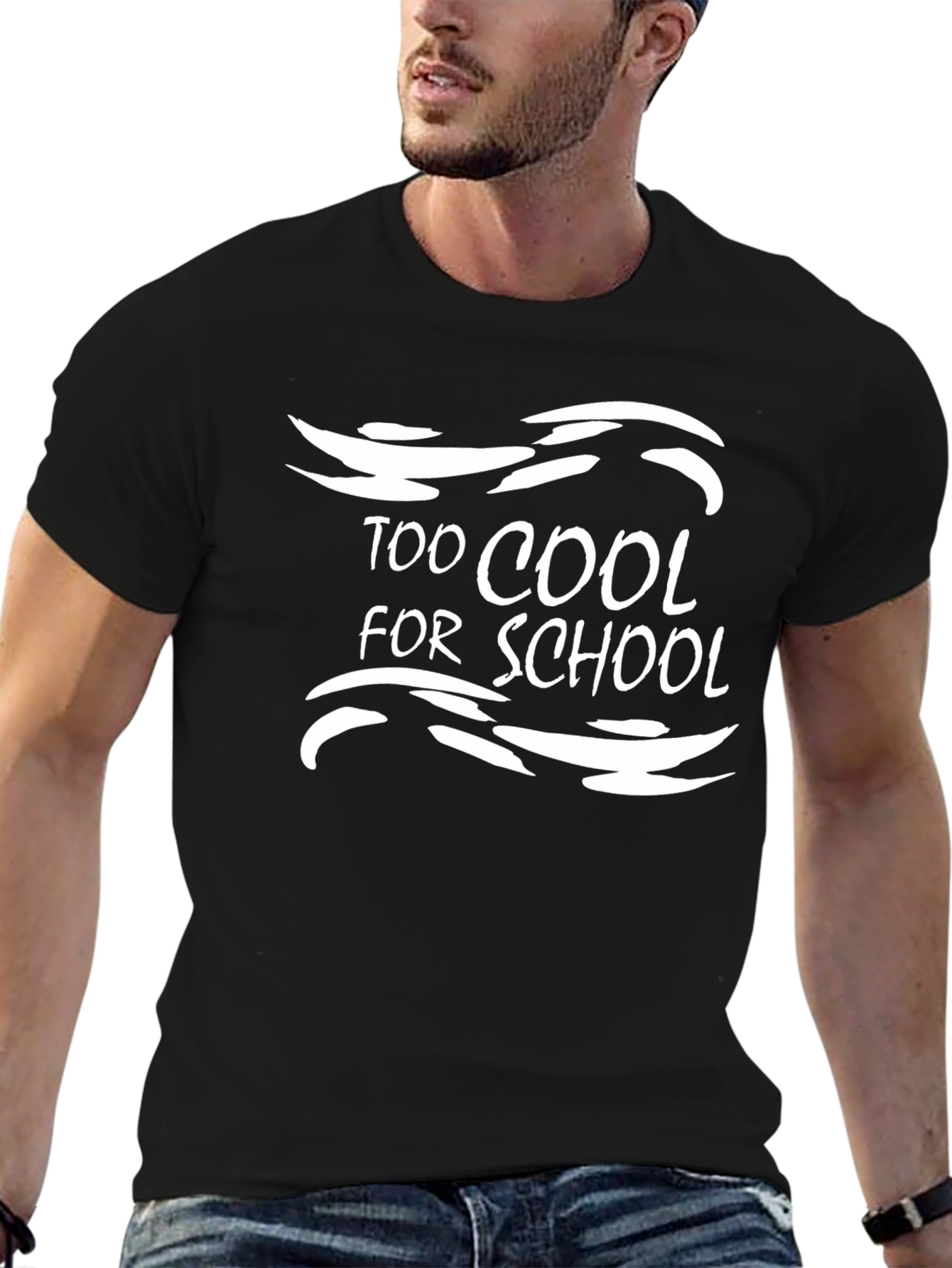 Too Cool For School Black Graphic T-Shirt