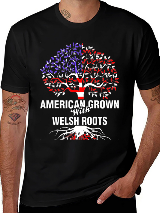 American Grown with Welsh Roots Tree T-Shirt
