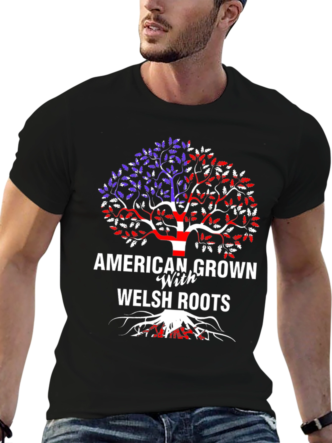 American Grown with Welsh Roots Tree T-Shirt