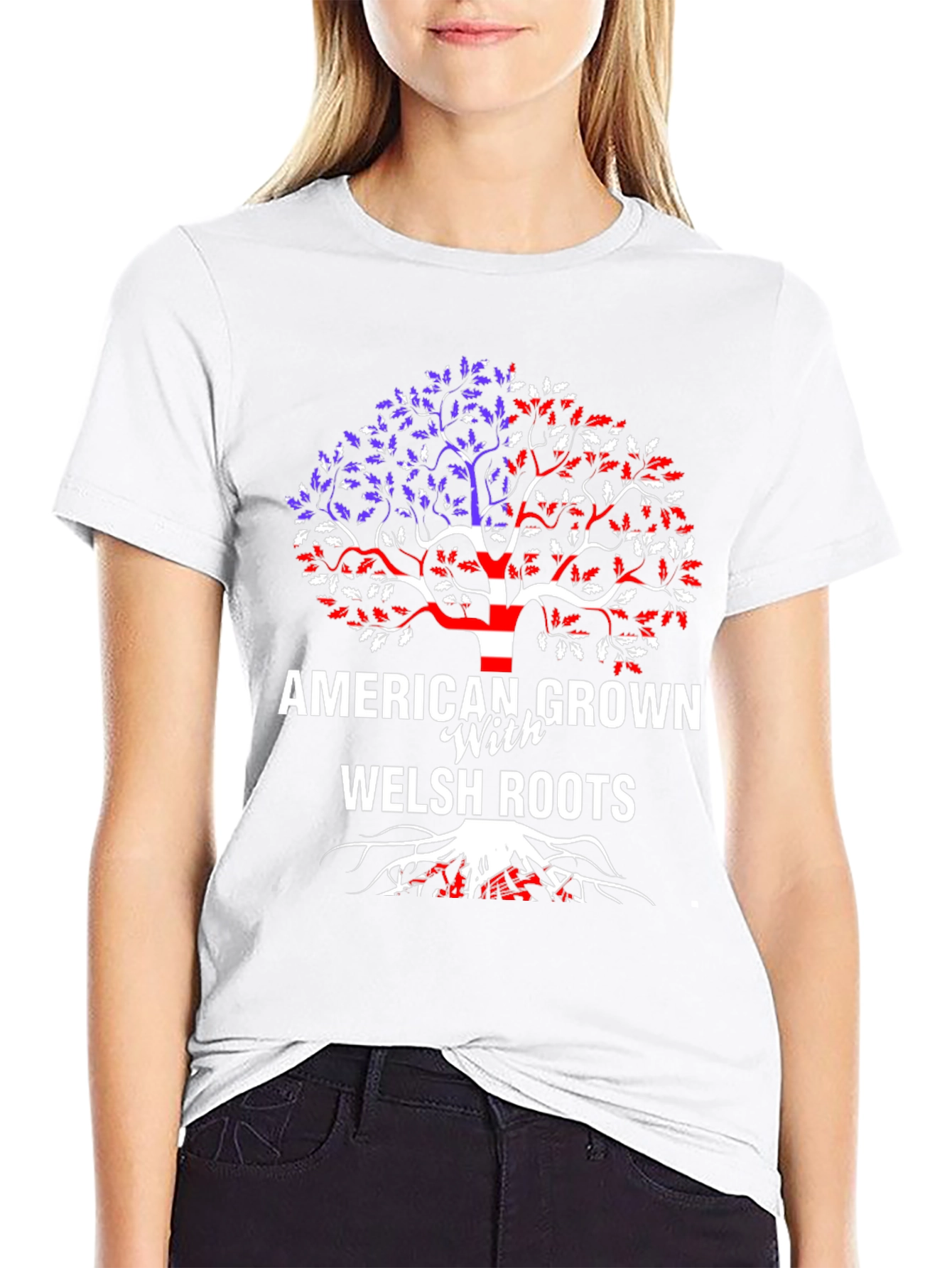 American Grown with Welsh Roots Tree T-Shirt
