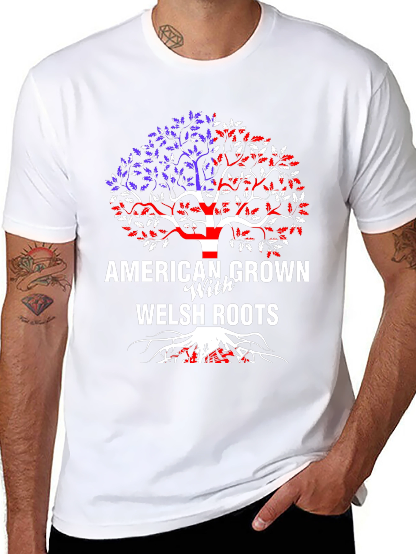 American Grown with Welsh Roots Tree T-Shirt