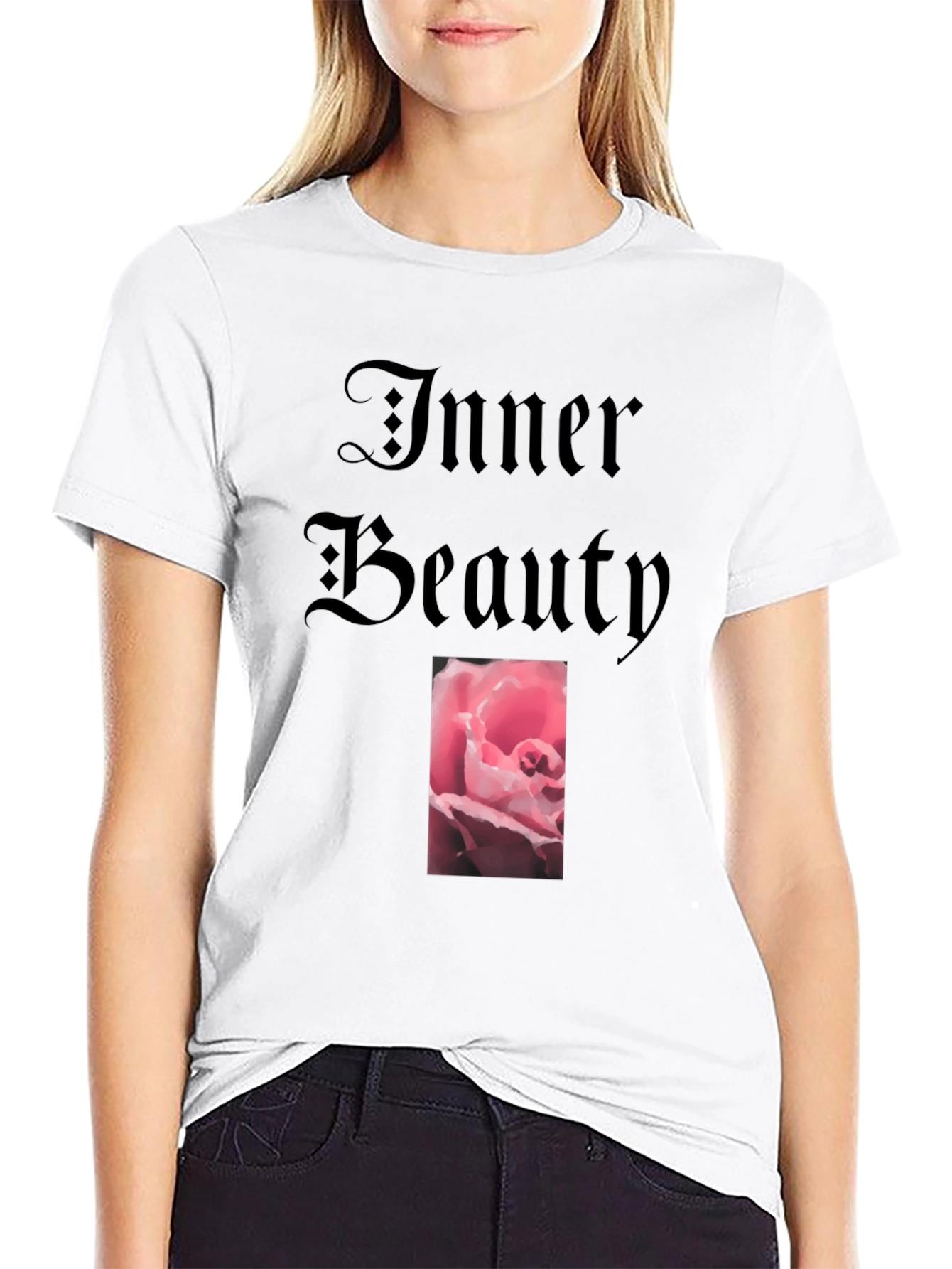 Inner Beauty Rose Graphic Tee - Soft Cotton