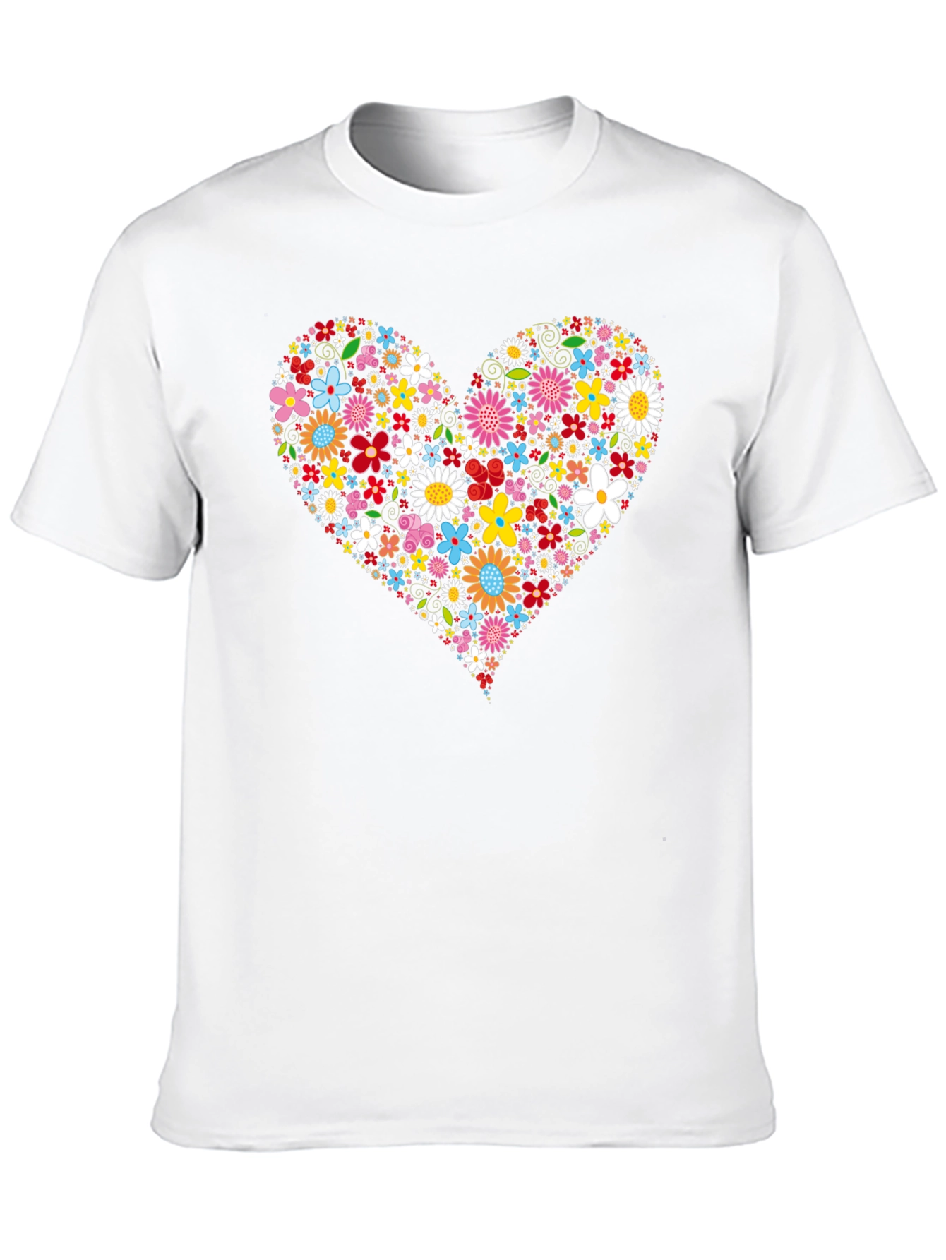 Floral Heart Graphic T-Shirt - Black