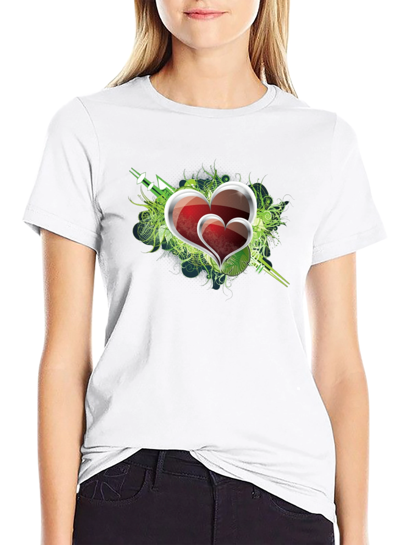 Heart Graphic Print Mens Black T-Shirt