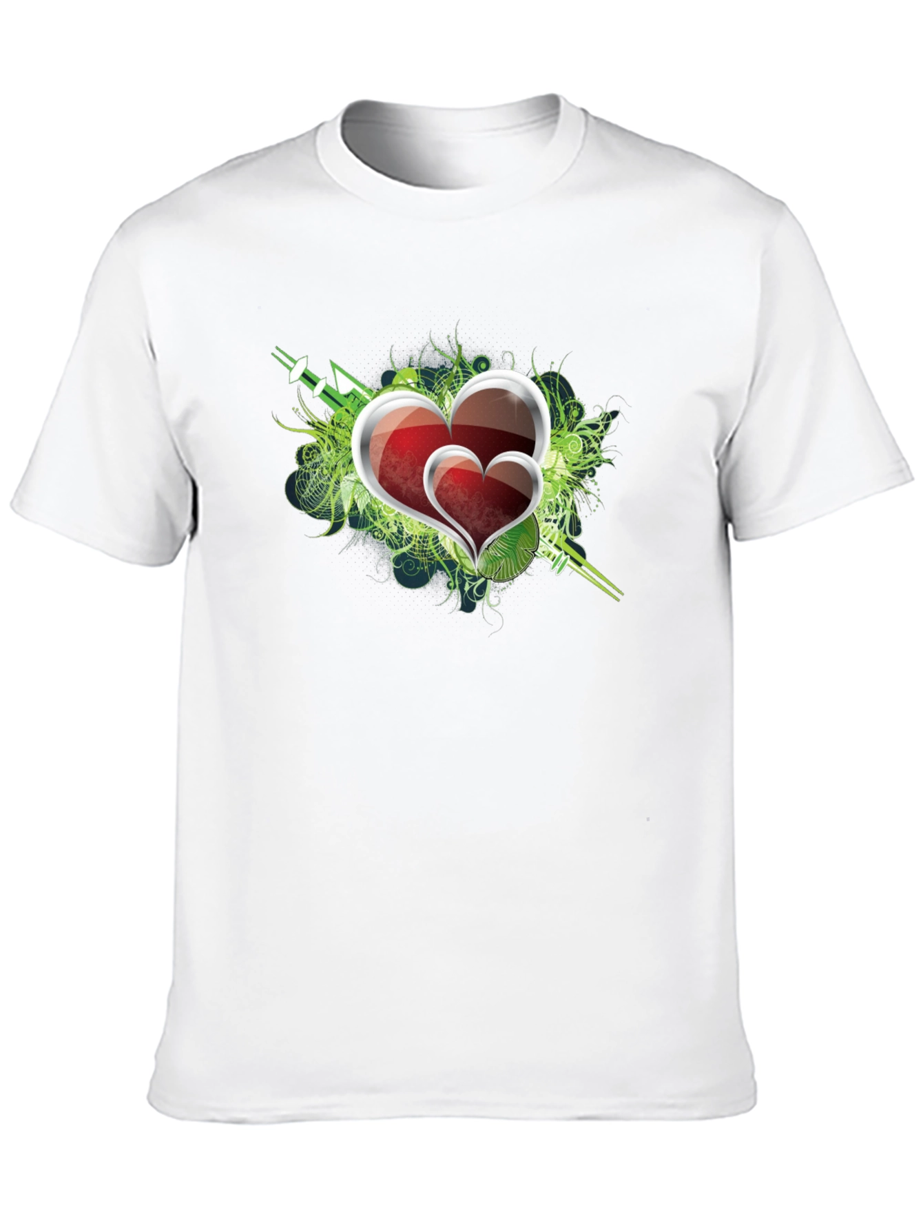 Heart Graphic Print Mens Black T-Shirt