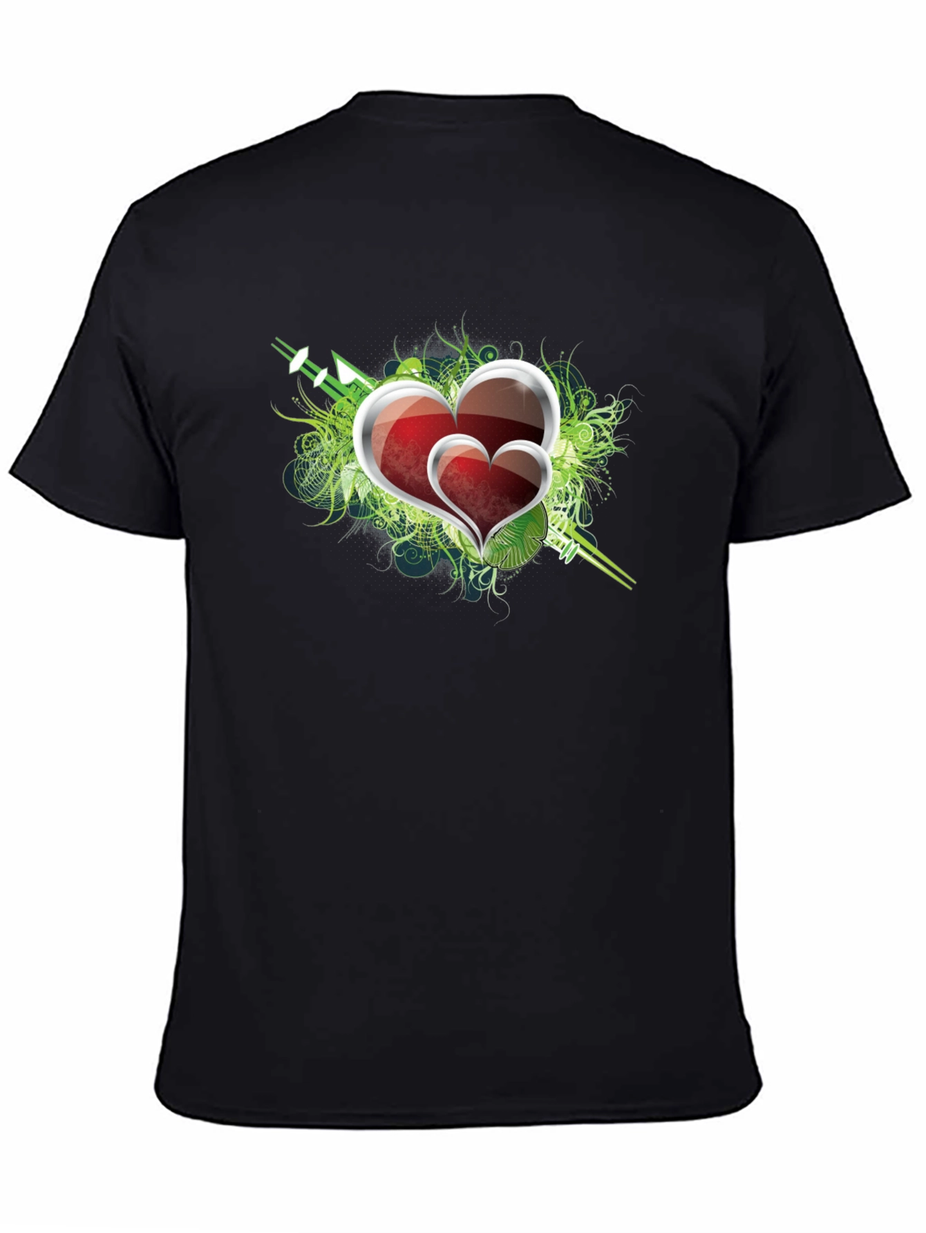 Heart Graphic Print Mens Black T-Shirt