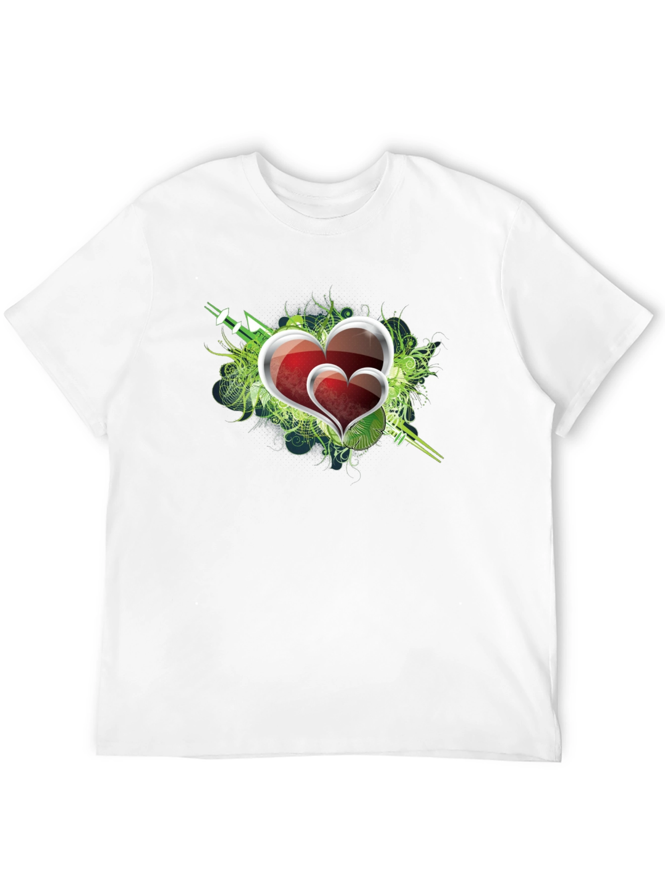 Heart Graphic Print Mens Black T-Shirt