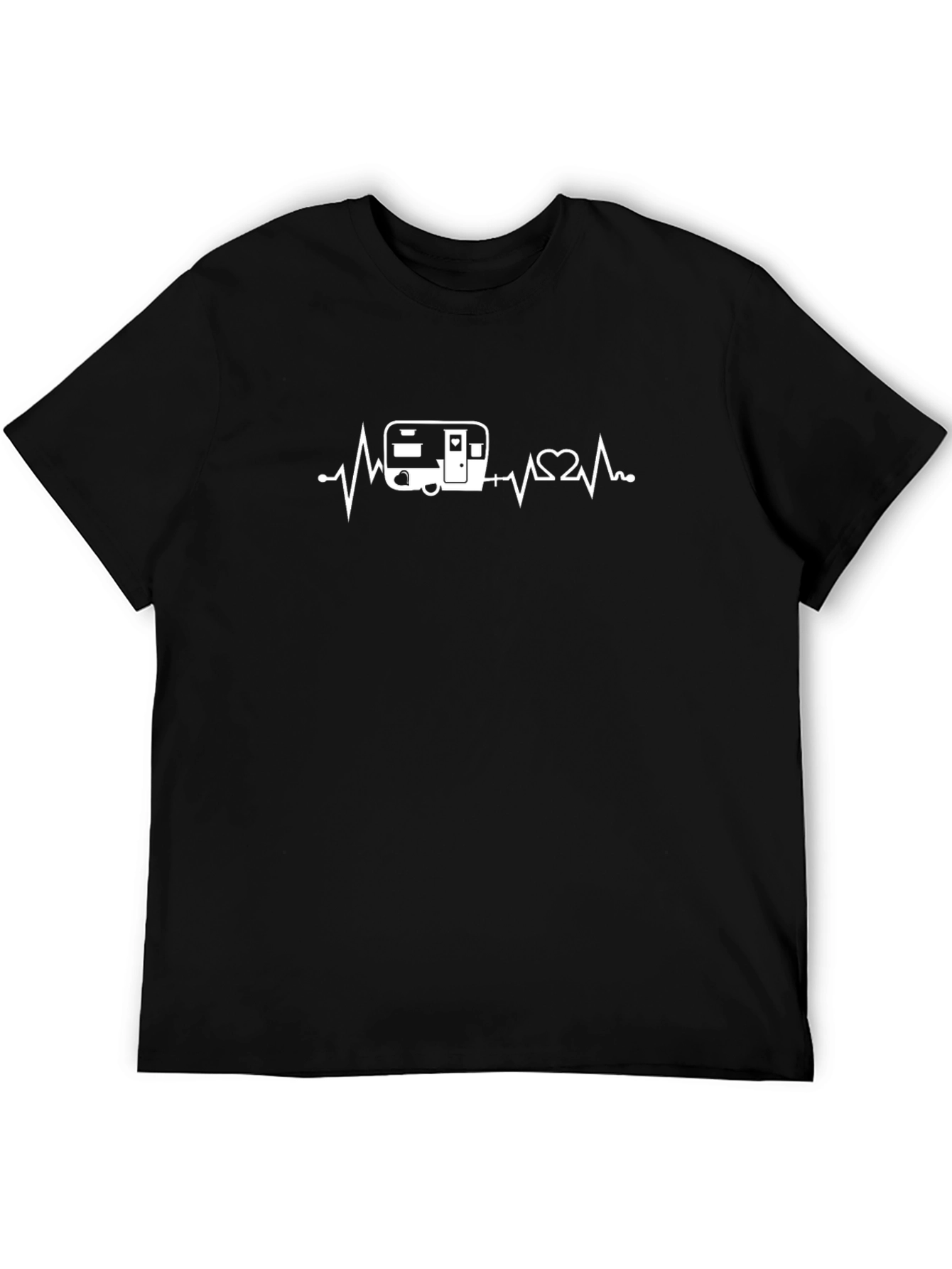 Camper Heartbeat Graphic Tee - Black