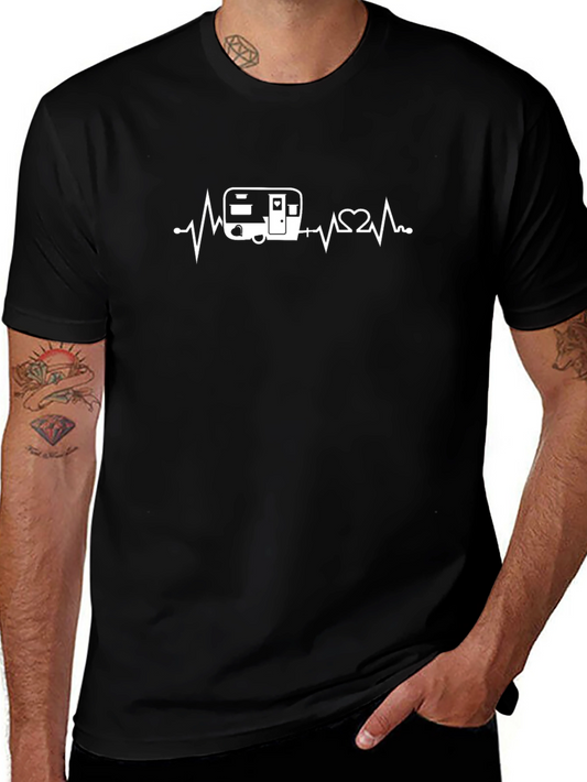 Camper Heartbeat Graphic Tee - Black