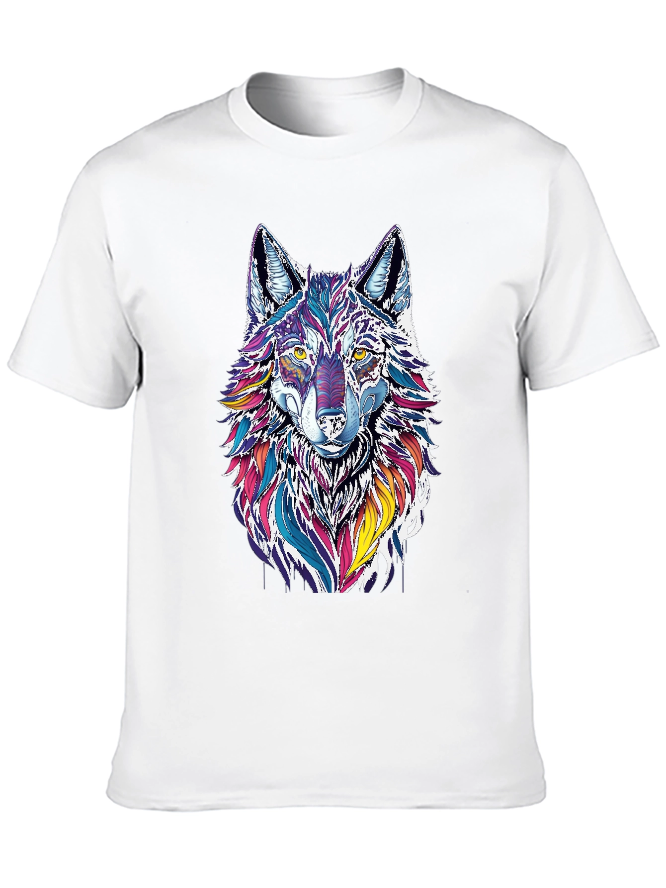 Vibrant Wolf Graphic Black T-Shirt