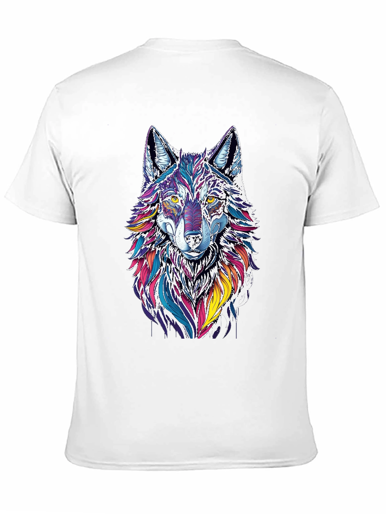 Vibrant Wolf Graphic Black T-Shirt