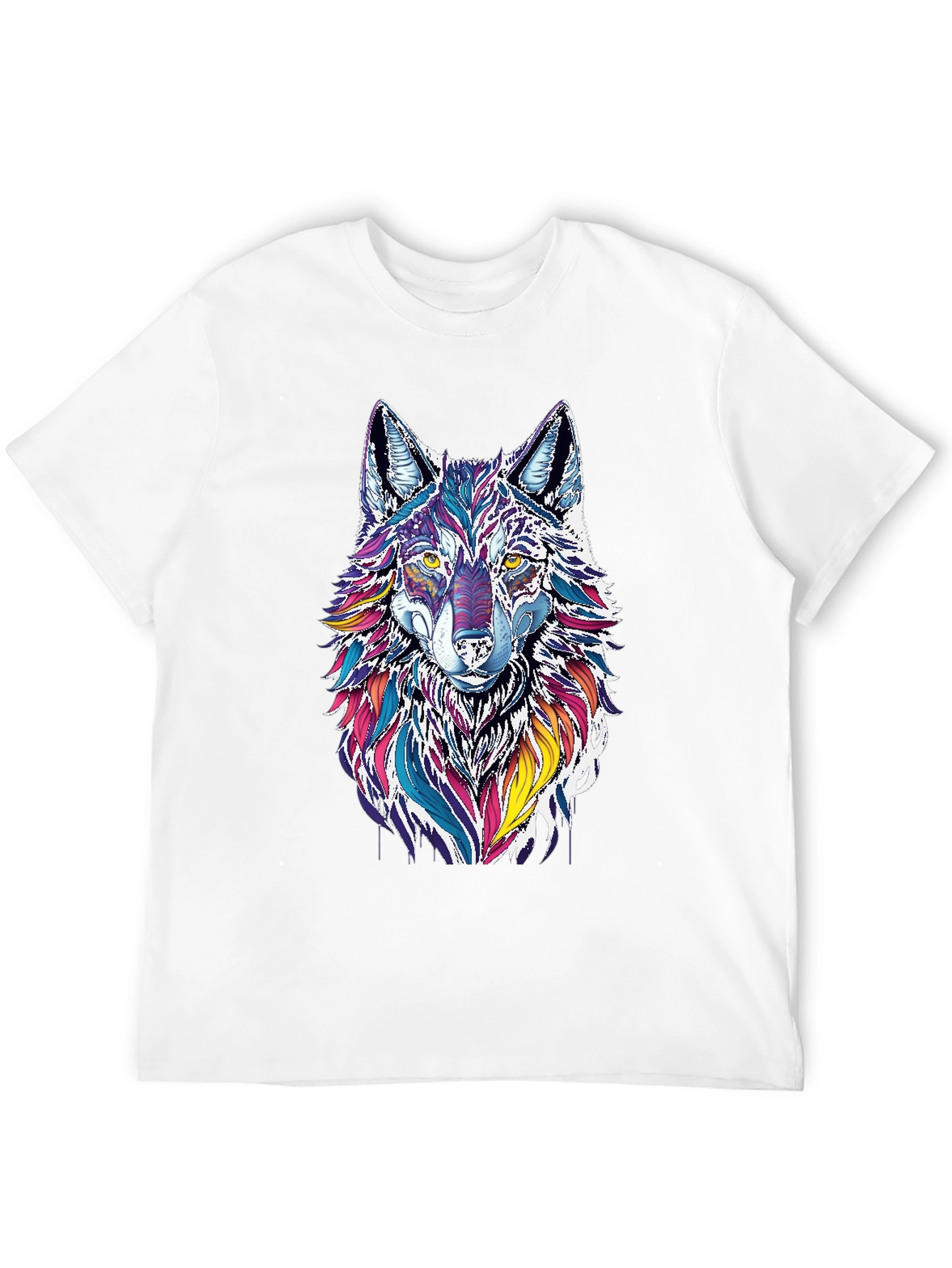 Vibrant Wolf Graphic Black T-Shirt