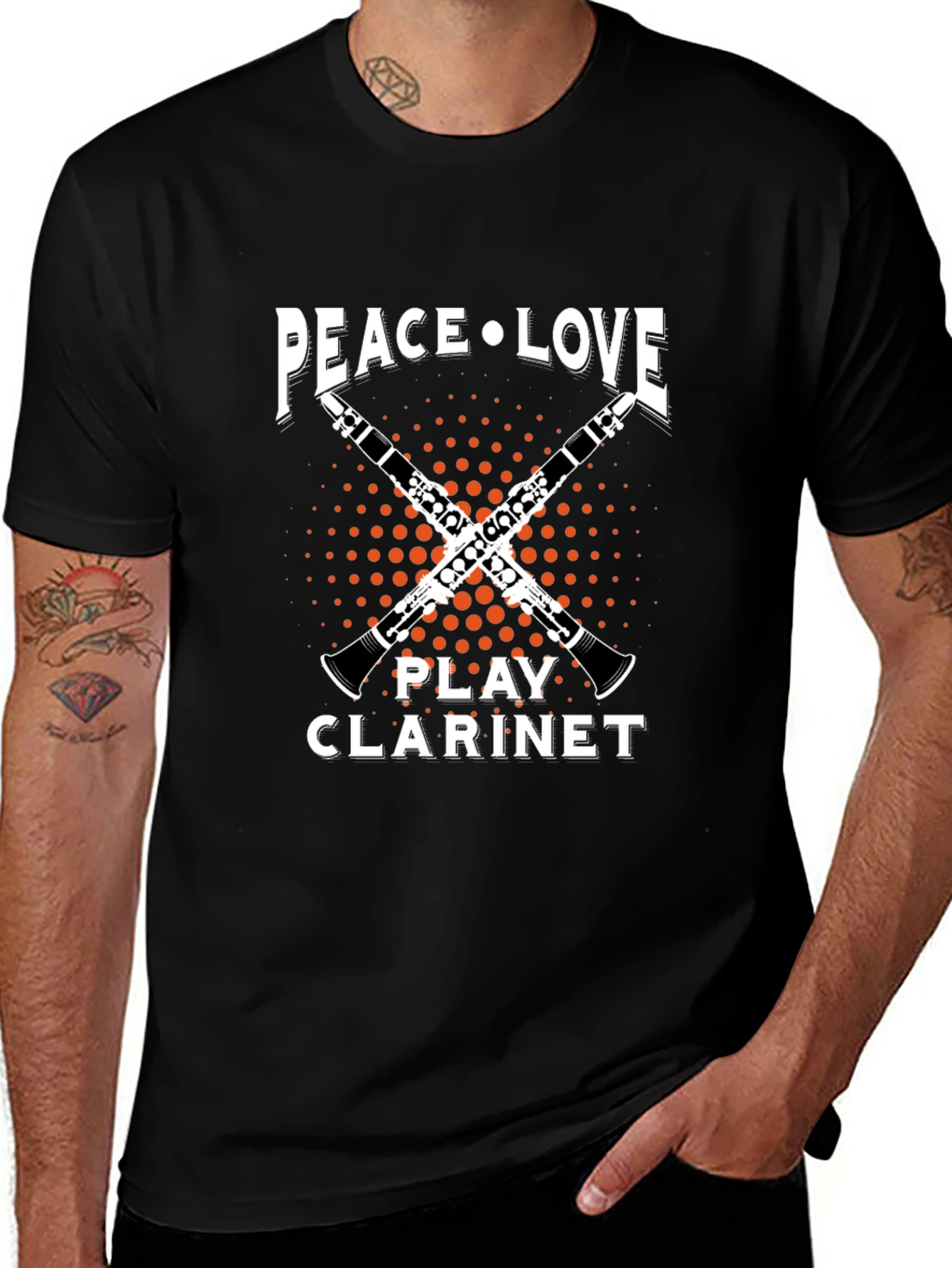 Peace Love Play Clarinet Graphic T-Shirt