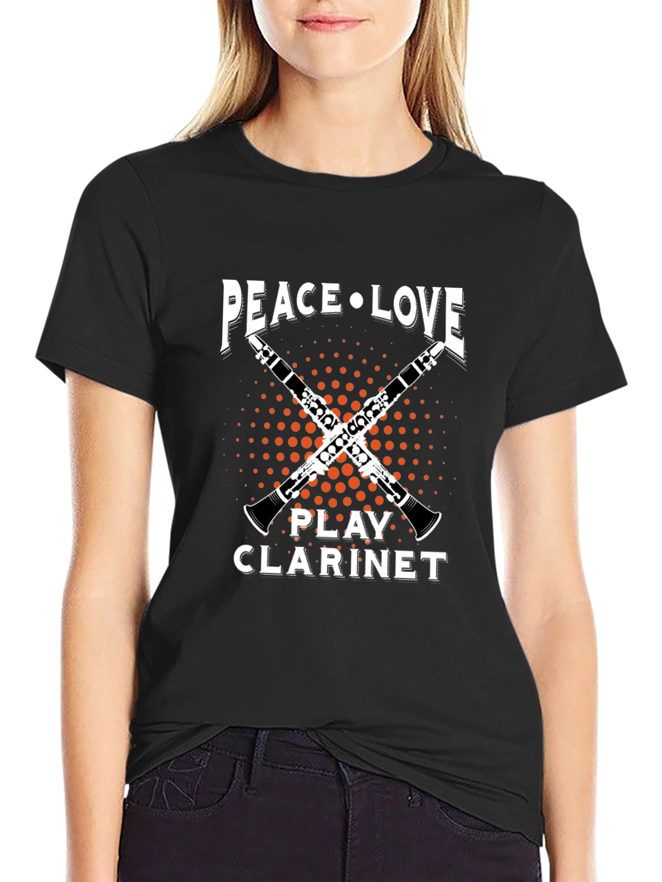Peace Love Play Clarinet Graphic T-Shirt