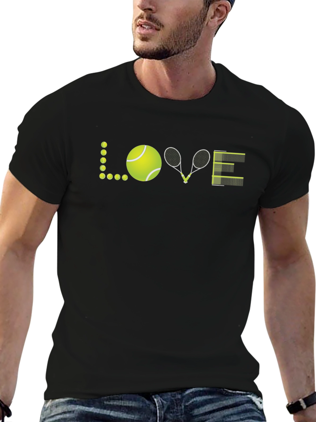 Tennis Love Graphic T-Shirt - Black