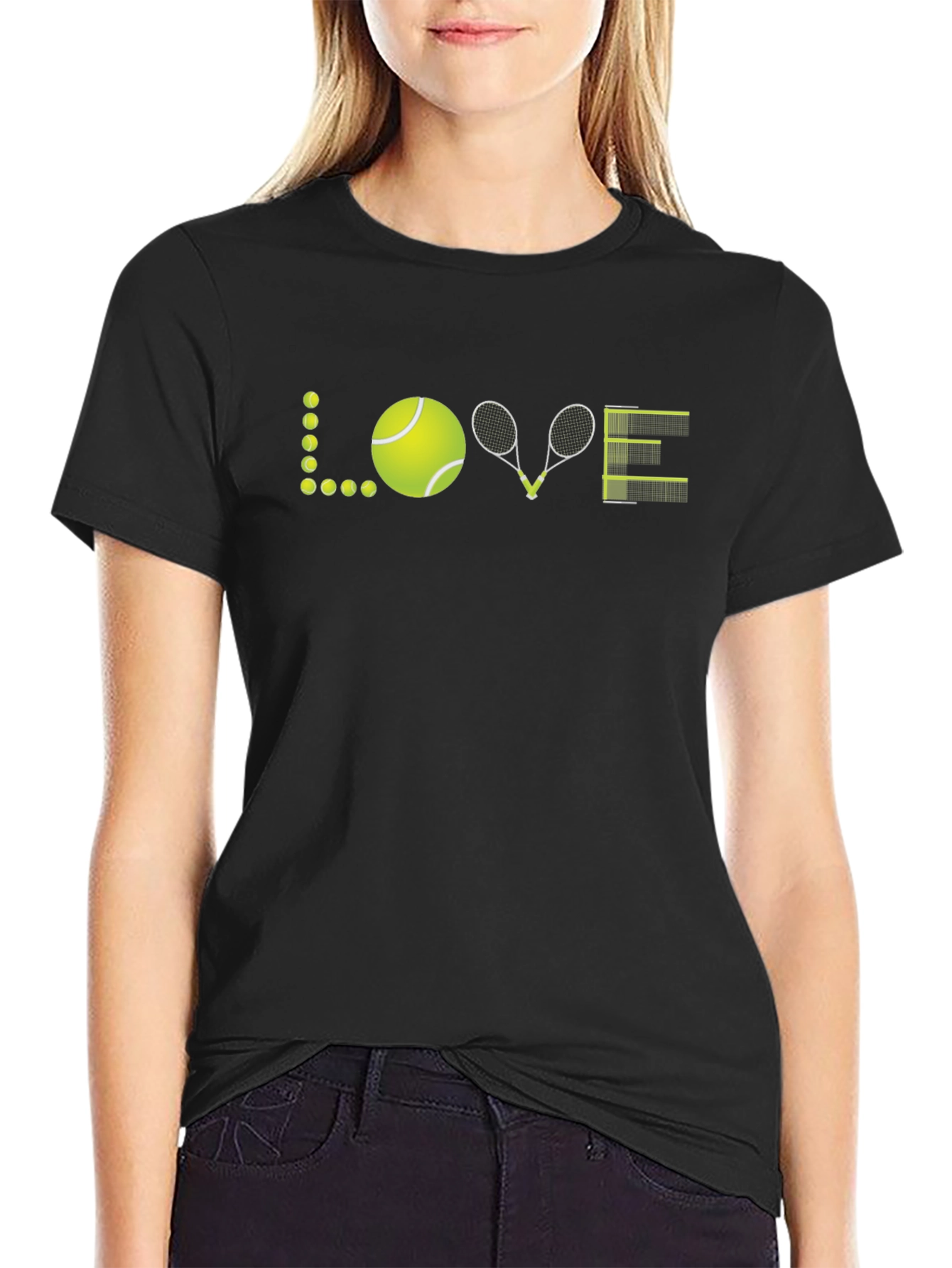 Tennis Love Graphic T-Shirt - Black