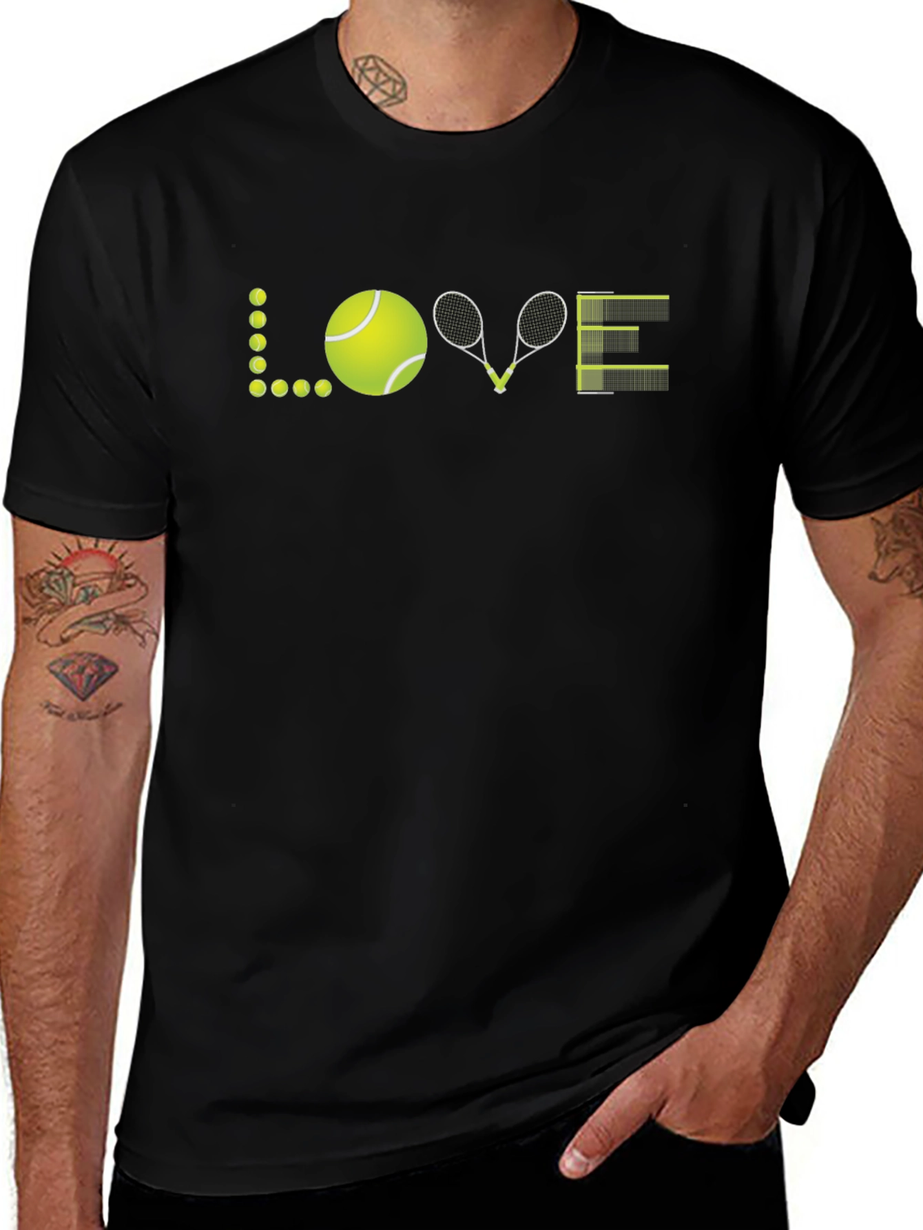 Tennis Love Graphic T-Shirt - Black