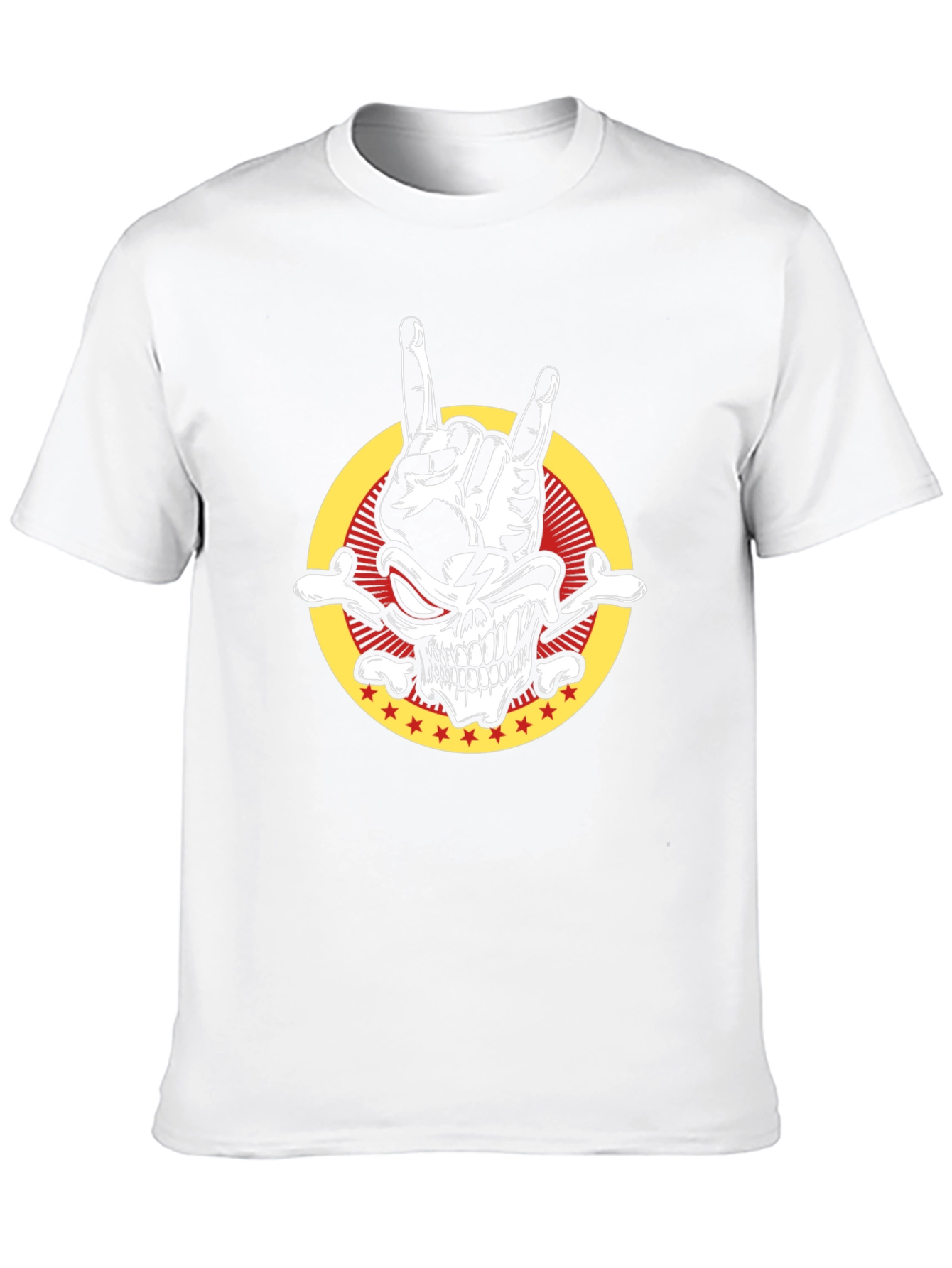Rock On Skull Graphic Tee - Mens Black T-Shirt
