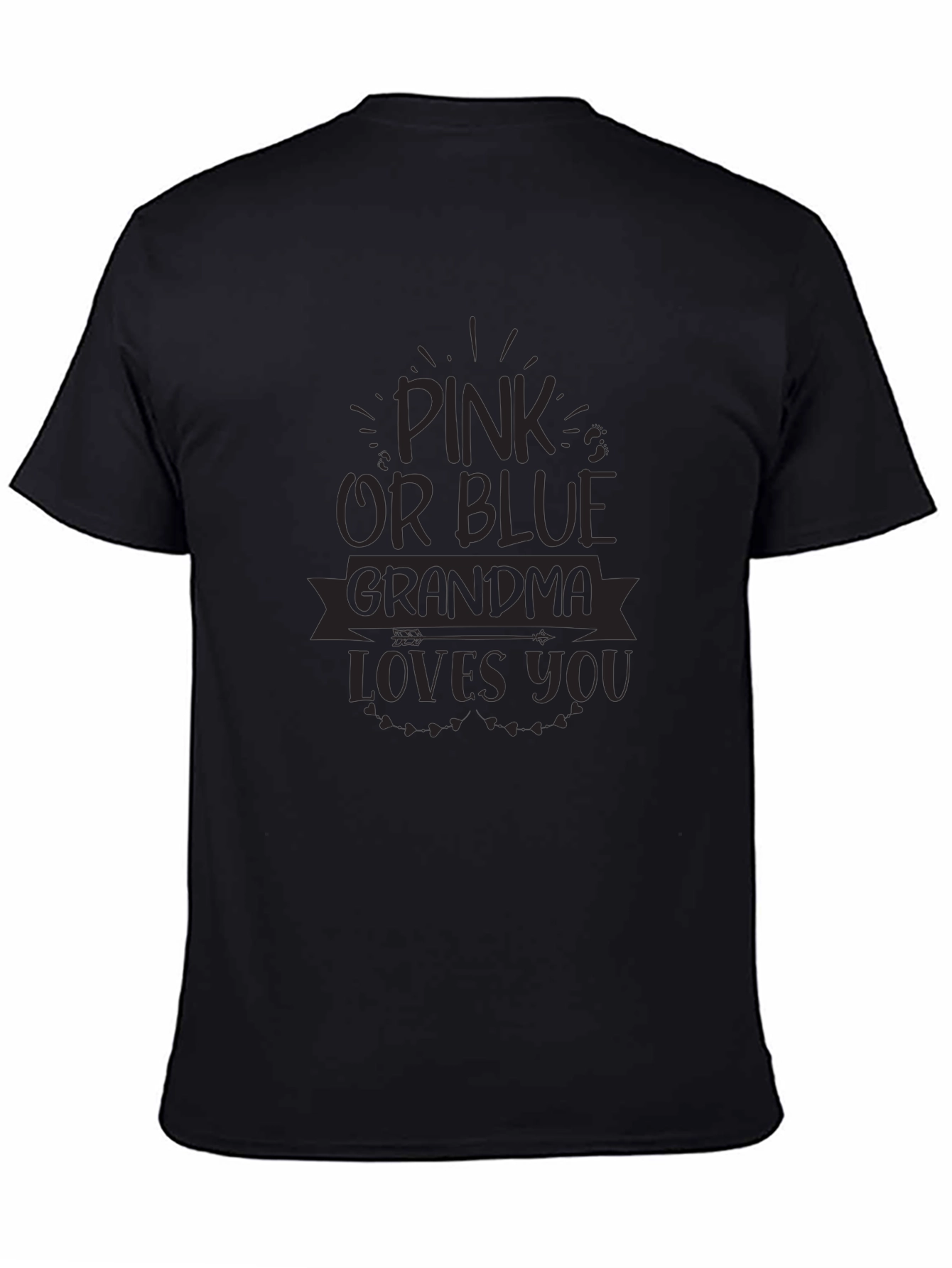 Pink or Blue Grandma Loves You Black T-Shirt