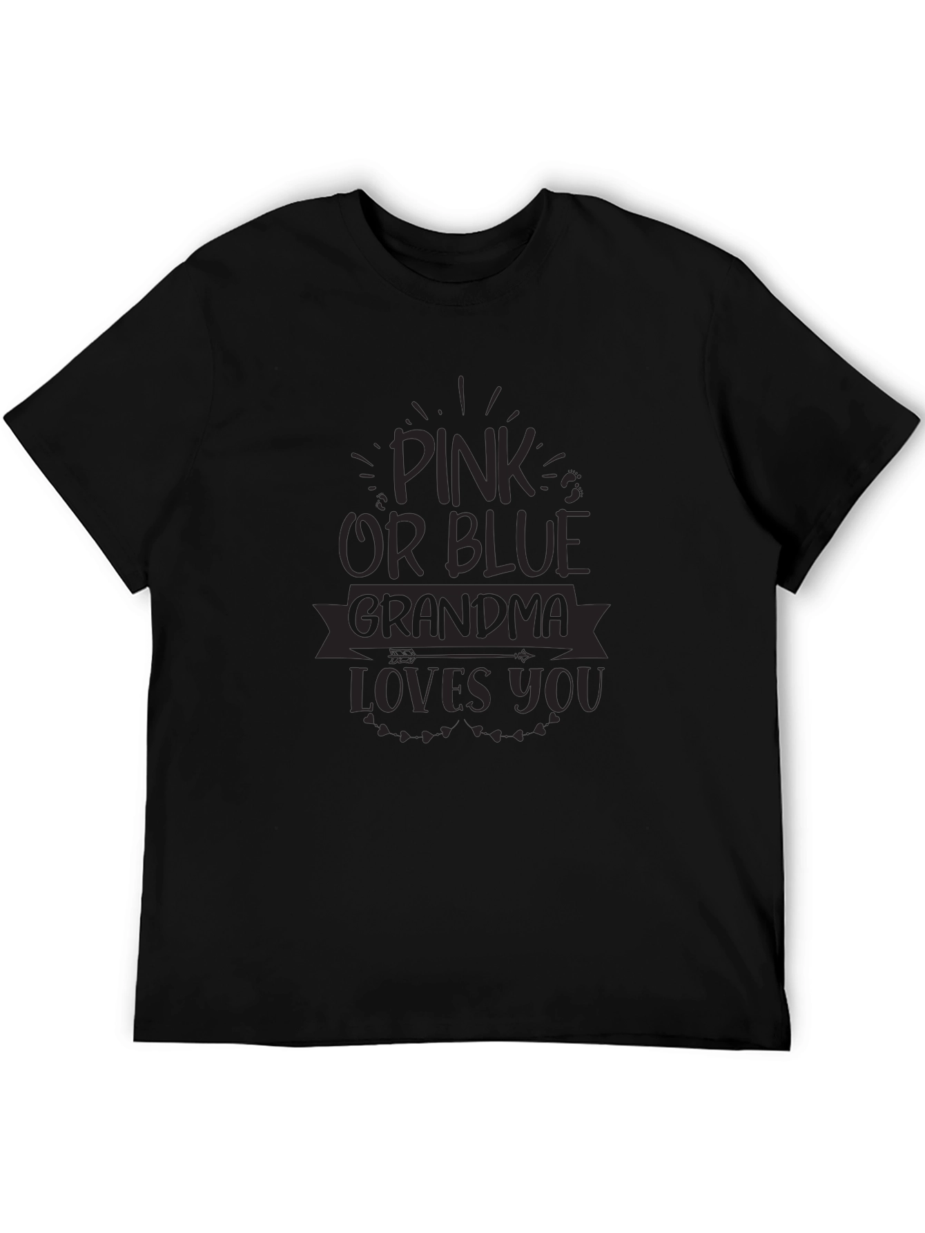 Pink or Blue Grandma Loves You Black T-Shirt
