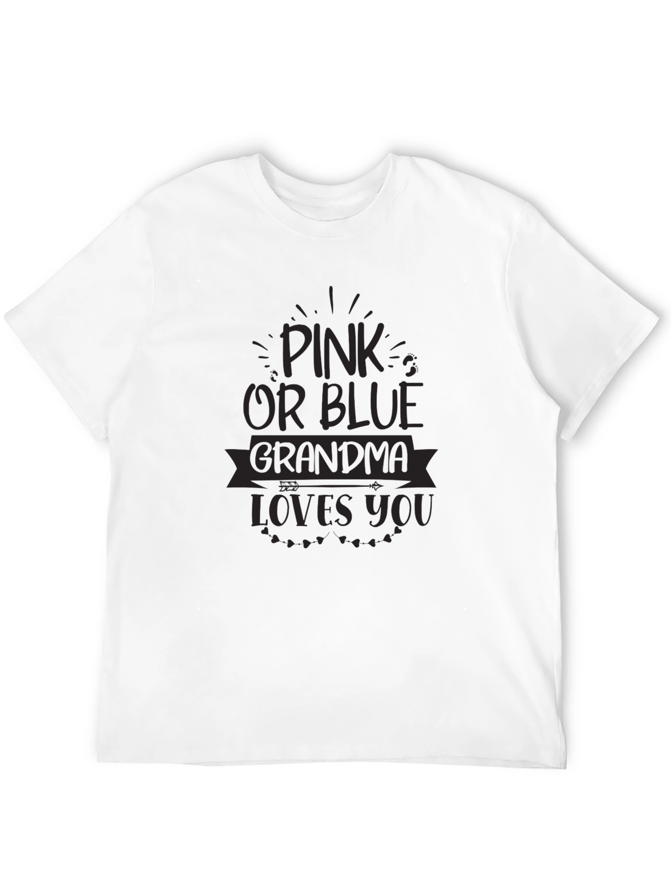 Pink or Blue Grandma Loves You Black T-Shirt