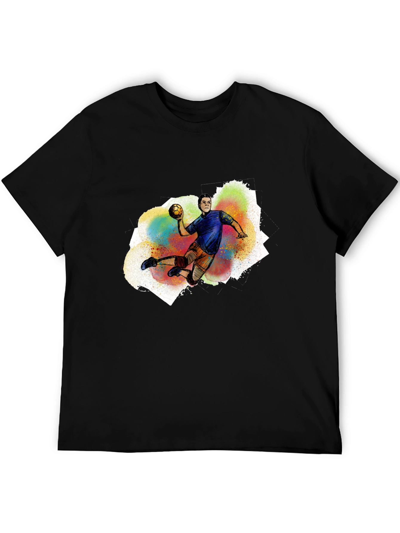 Handball Player Graphic T-Shirt - Black Cotton Tee