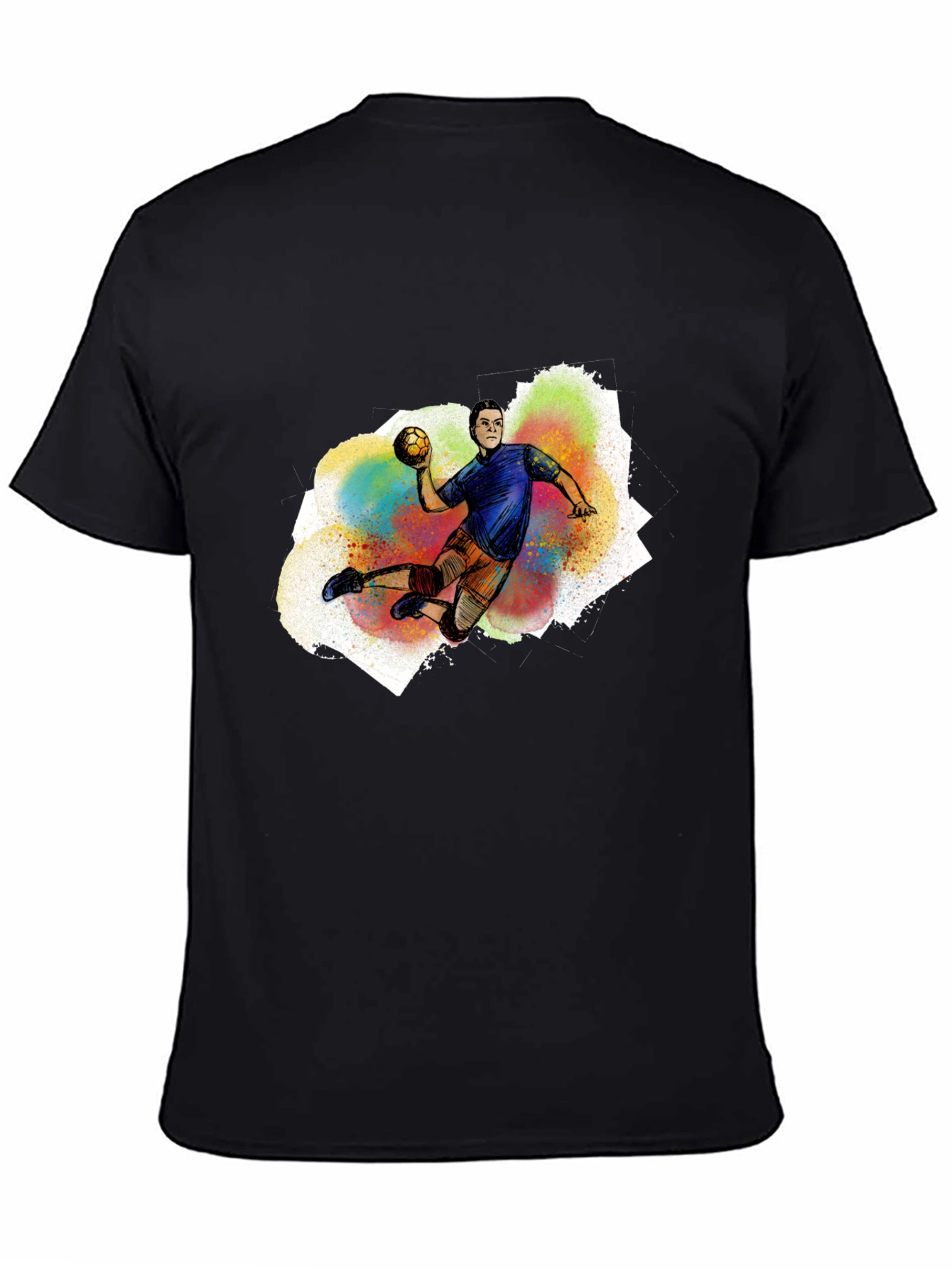 Handball Player Graphic T-Shirt - Black Cotton Tee