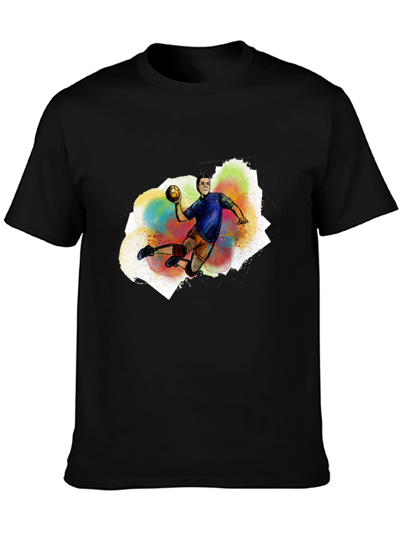 Handball Player Graphic T-Shirt - Black Cotton Tee