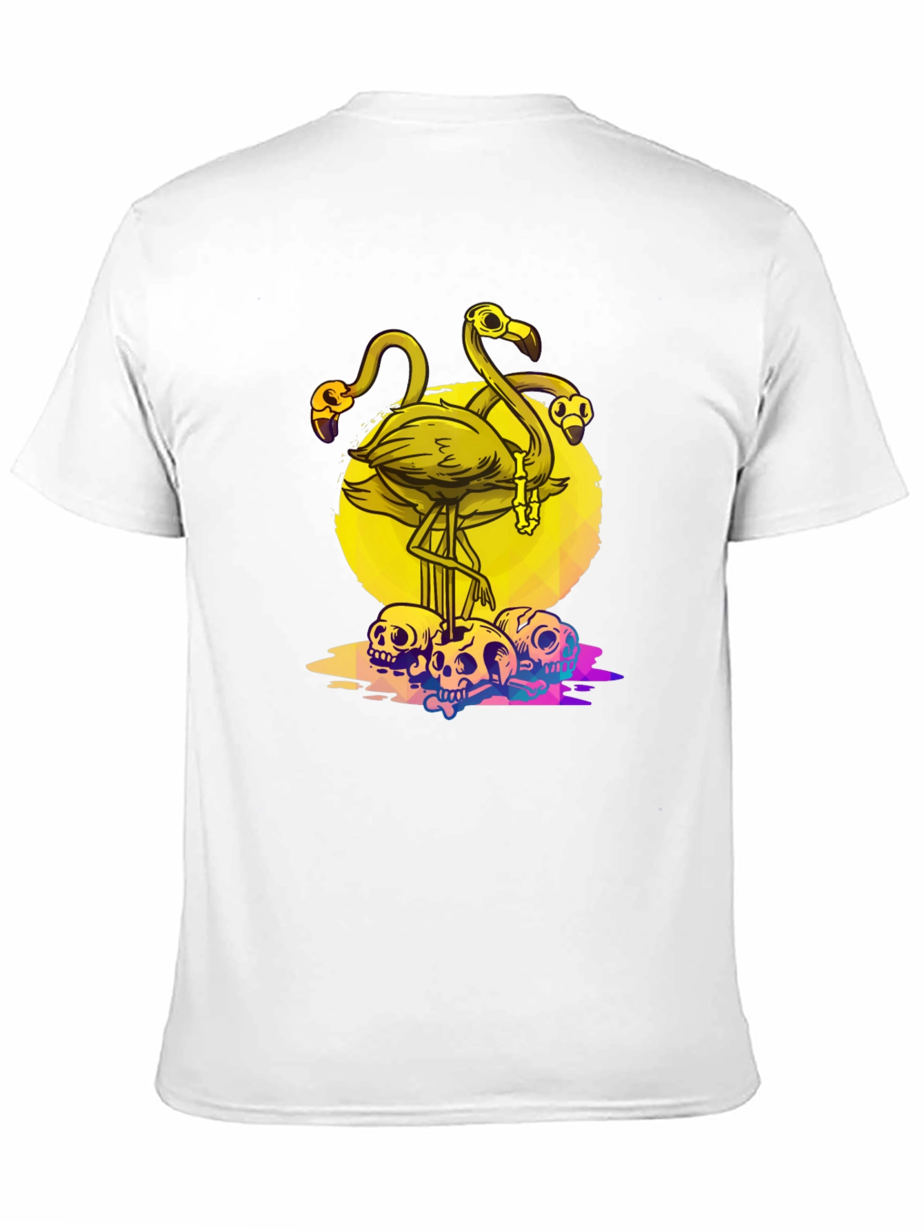 Flamingo Skull Graphic Tee - Mens Black T-Shirt