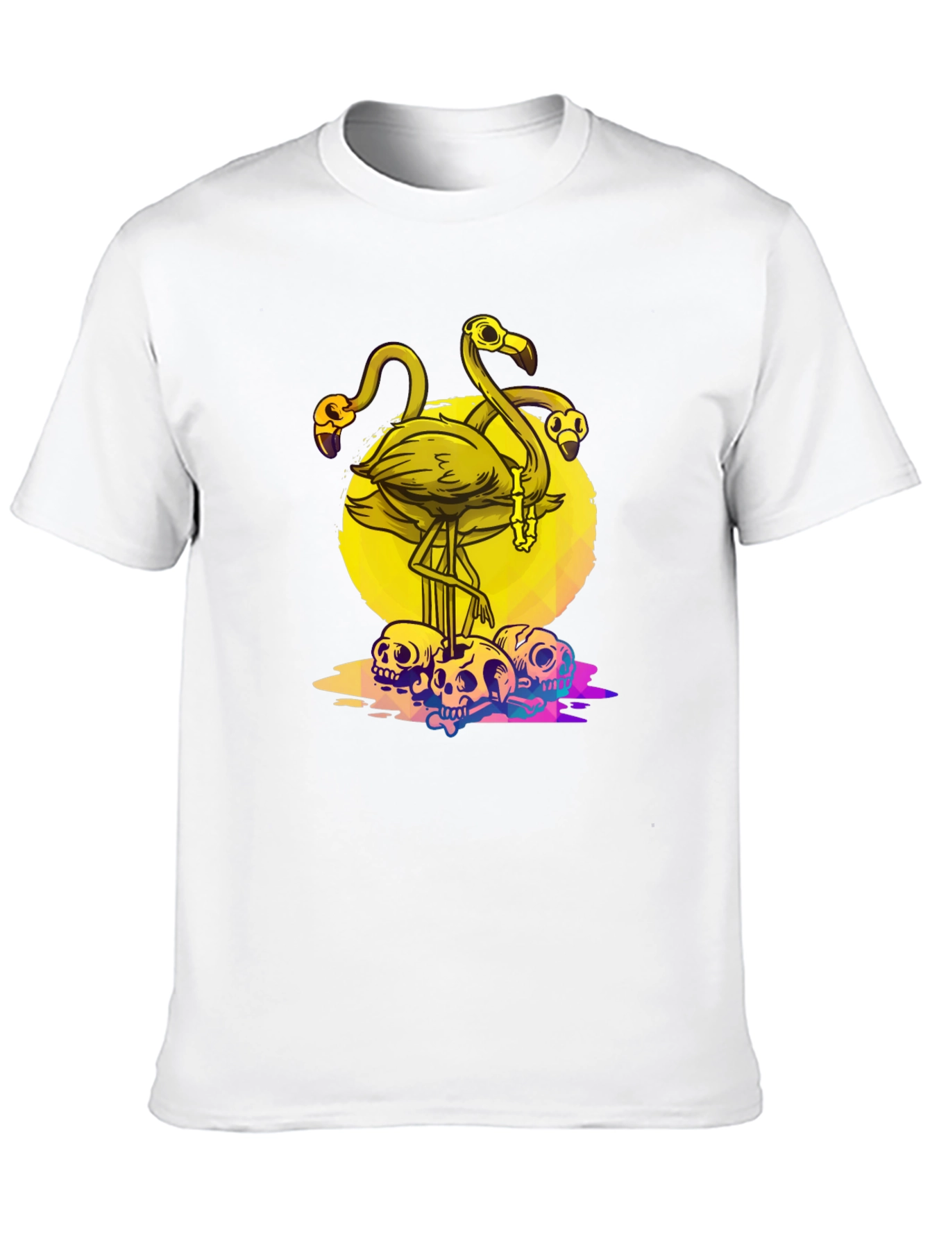 Flamingo Skull Graphic Tee - Mens Black T-Shirt