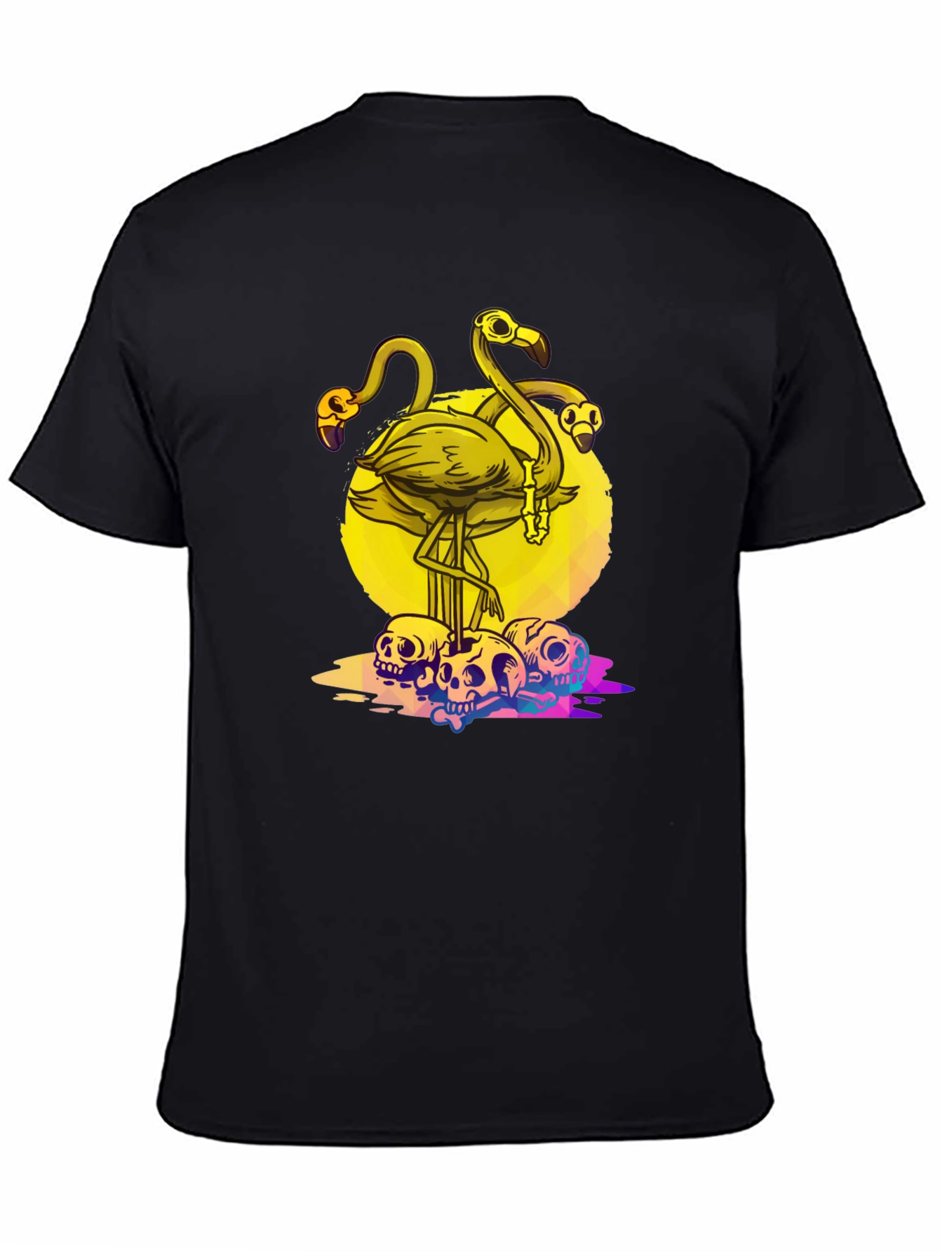 Flamingo Skull Graphic Tee - Mens Black T-Shirt