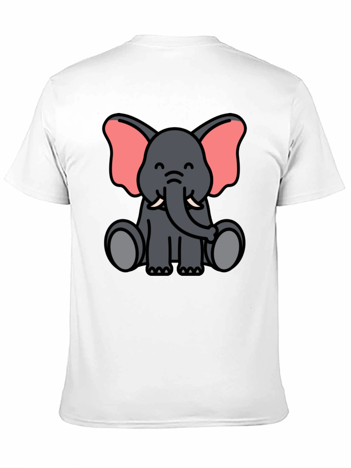 Cute Cartoon Elephant Graphic Tee - Unisex Black T-Shirt