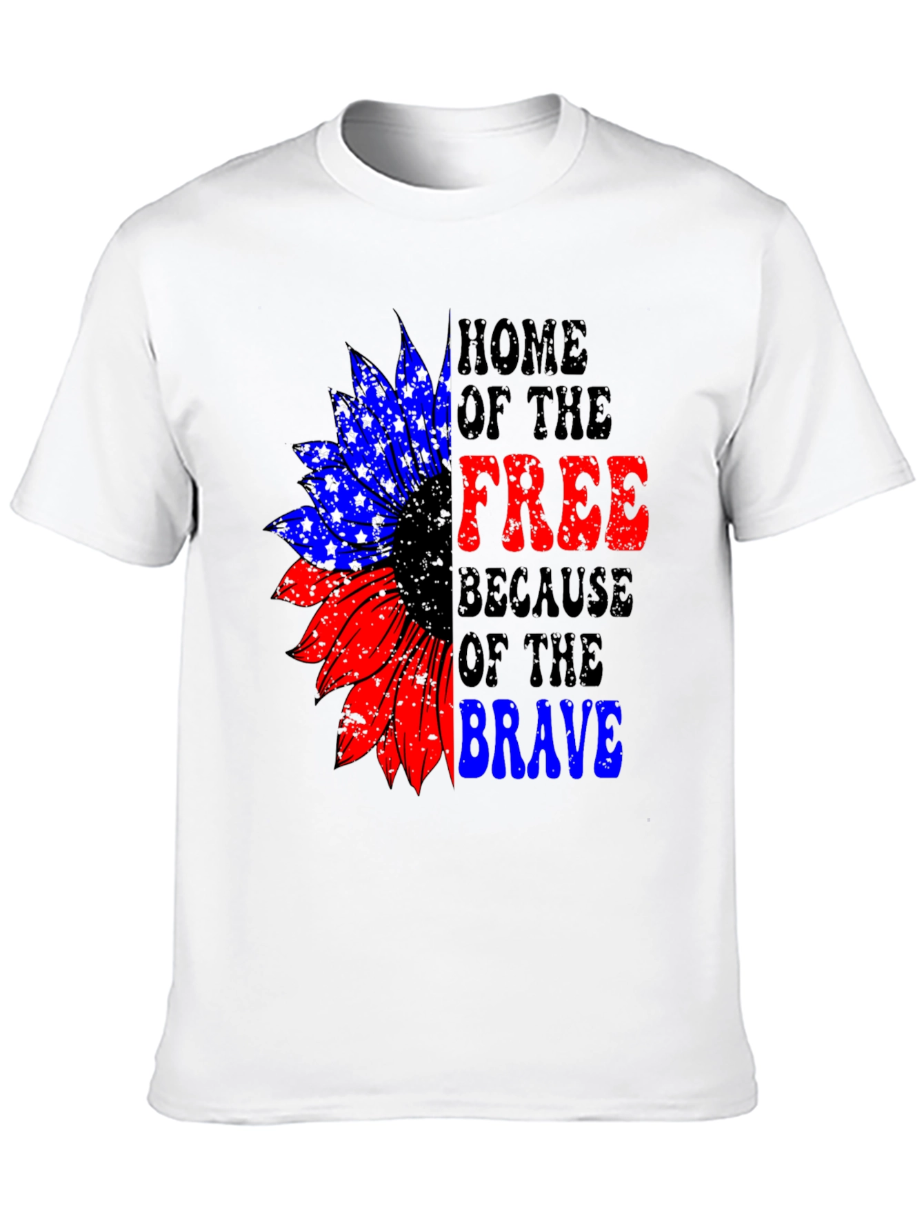 Patriotic Sunflower Graphic T-Shirt - Home of the Free