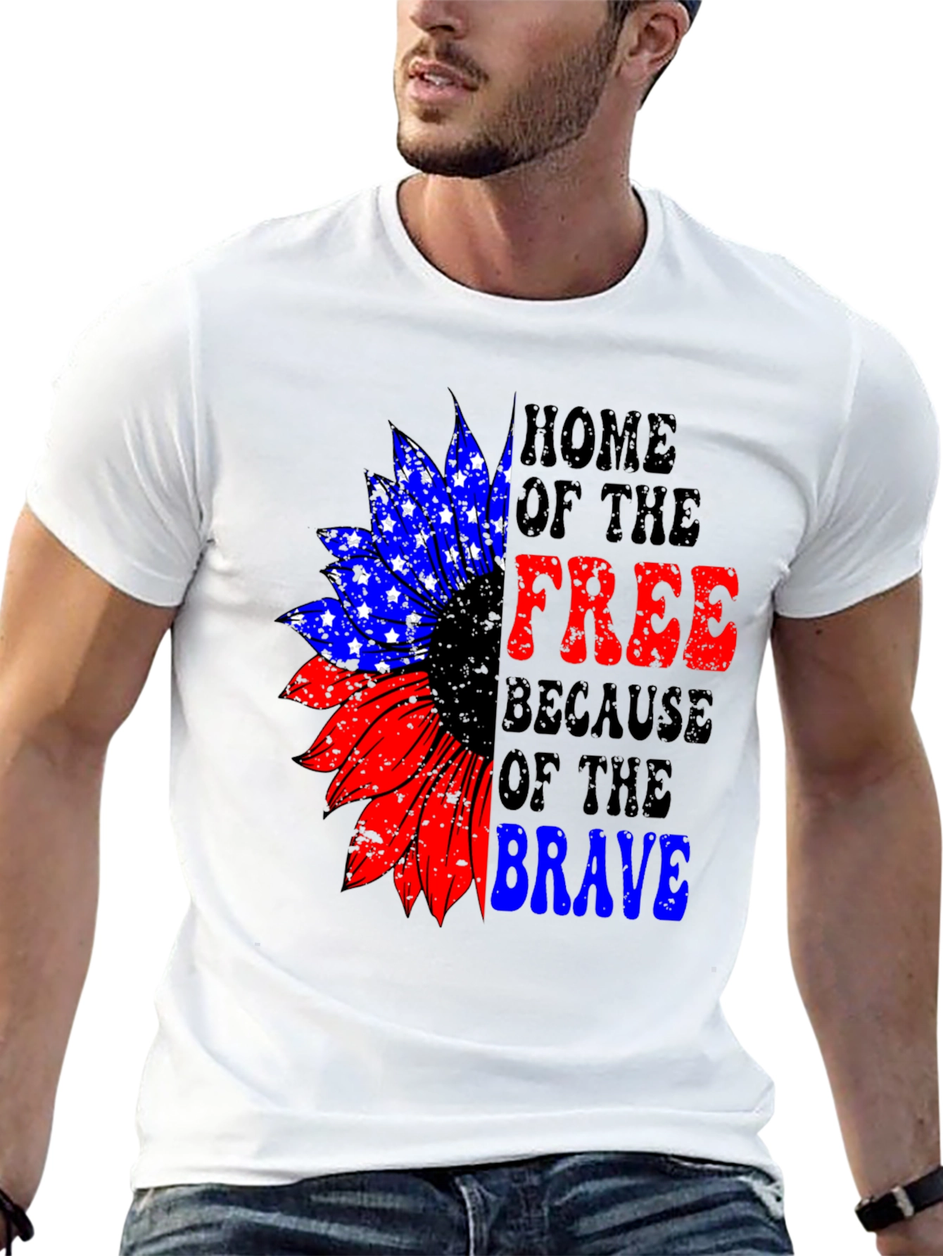 Patriotic Sunflower Graphic T-Shirt - Home of the Free