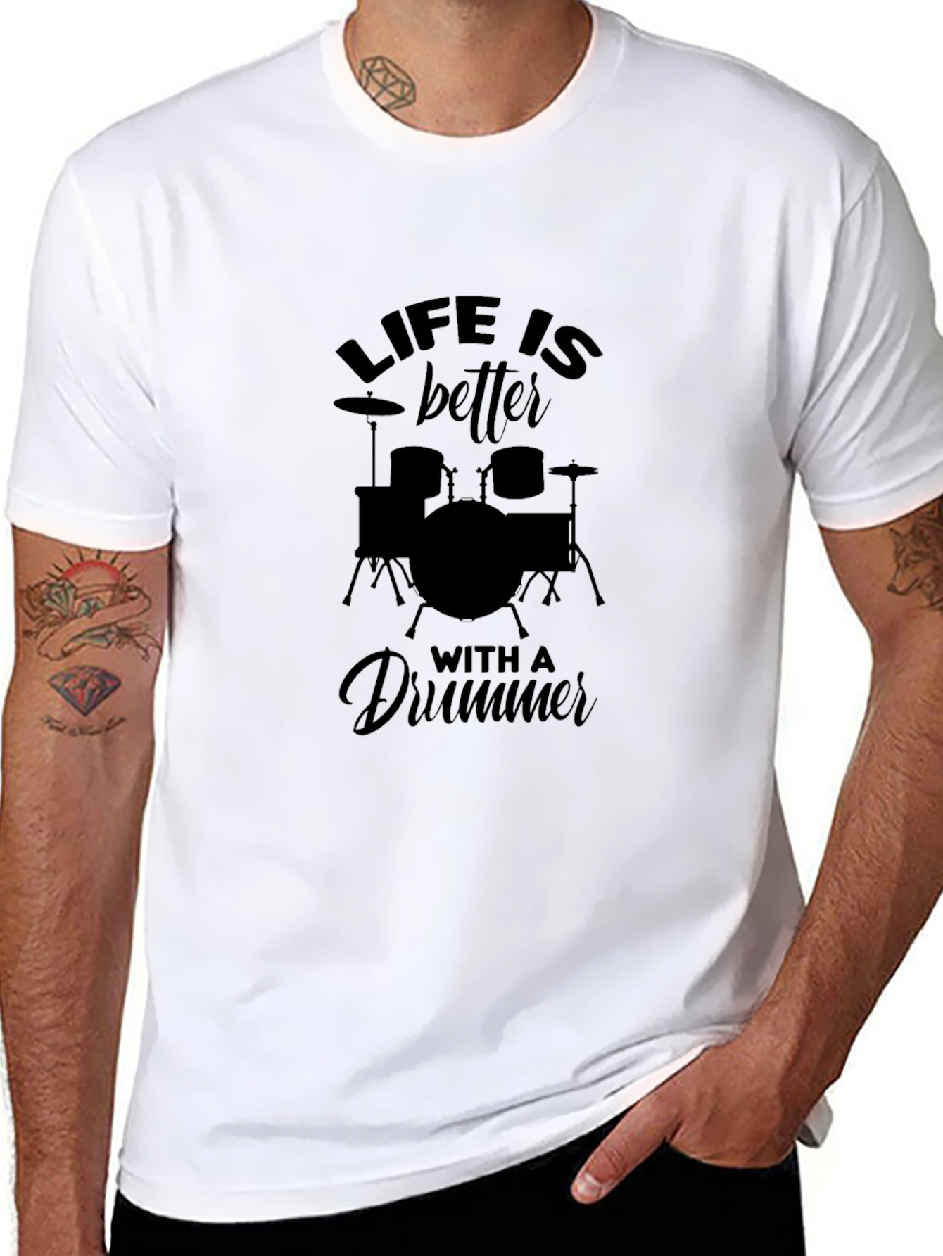 Life is Better with a Drummer Black T-Shirt