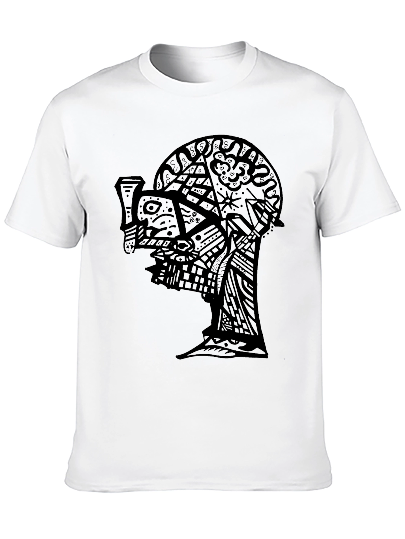 Abstract Face Graphic Black T-Shirt