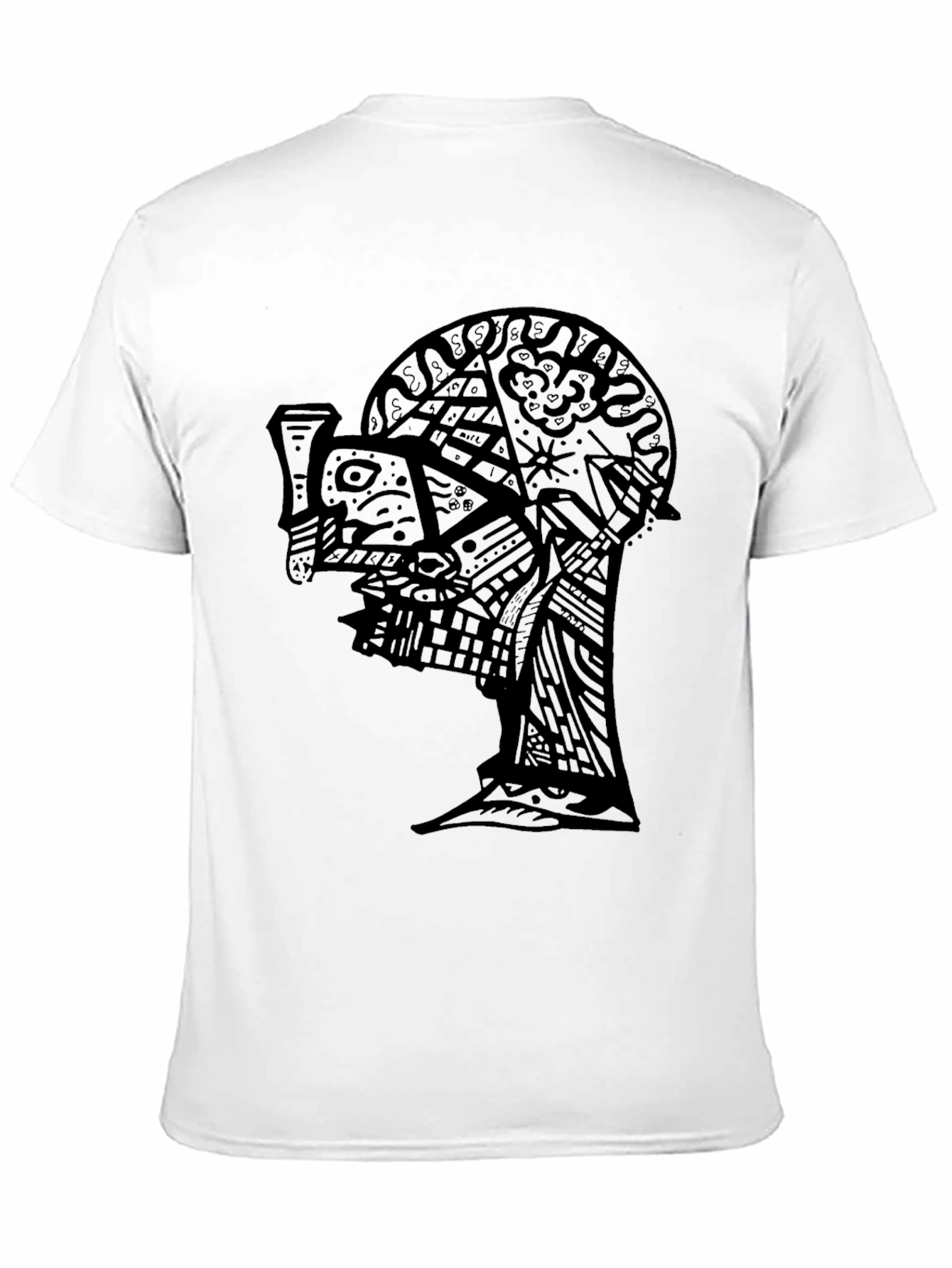 Abstract Face Graphic Black T-Shirt
