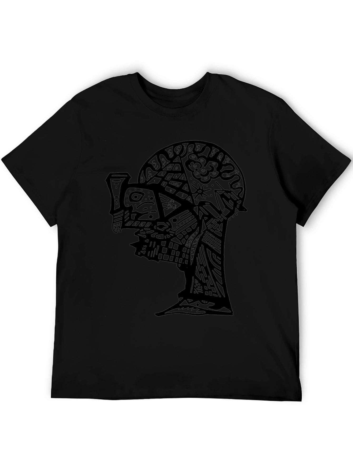 Abstract Face Graphic Black T-Shirt