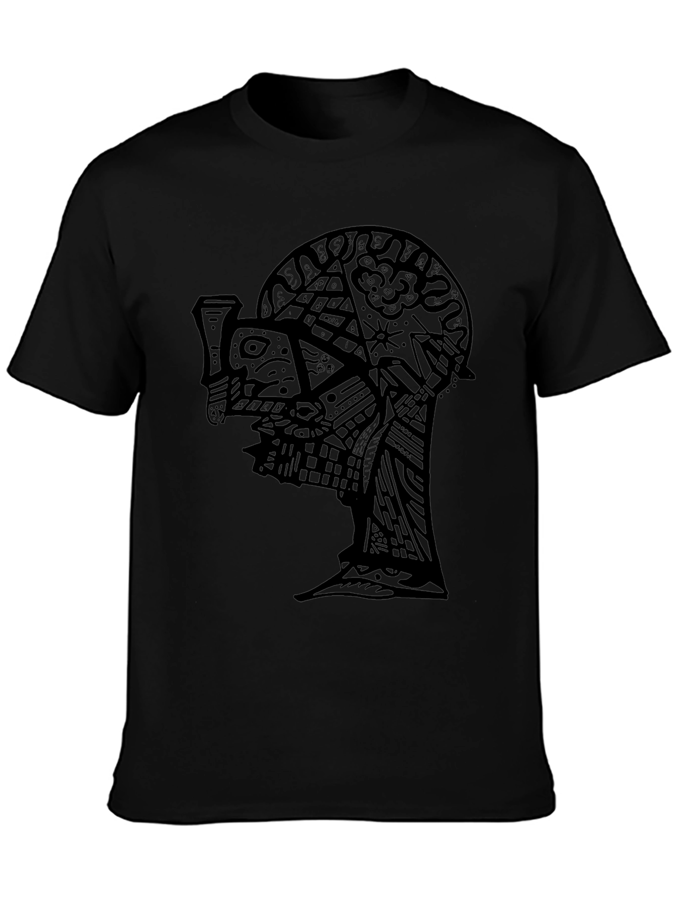 Abstract Face Graphic Black T-Shirt