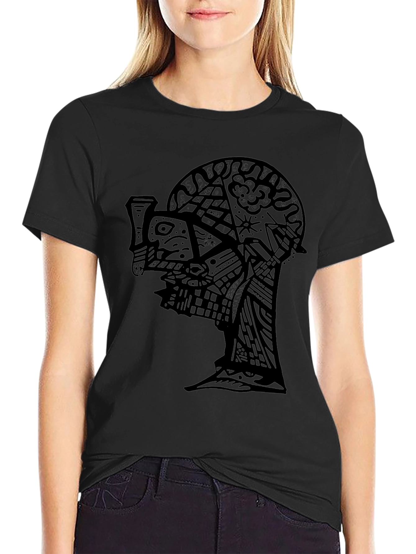 Abstract Face Graphic Black T-Shirt