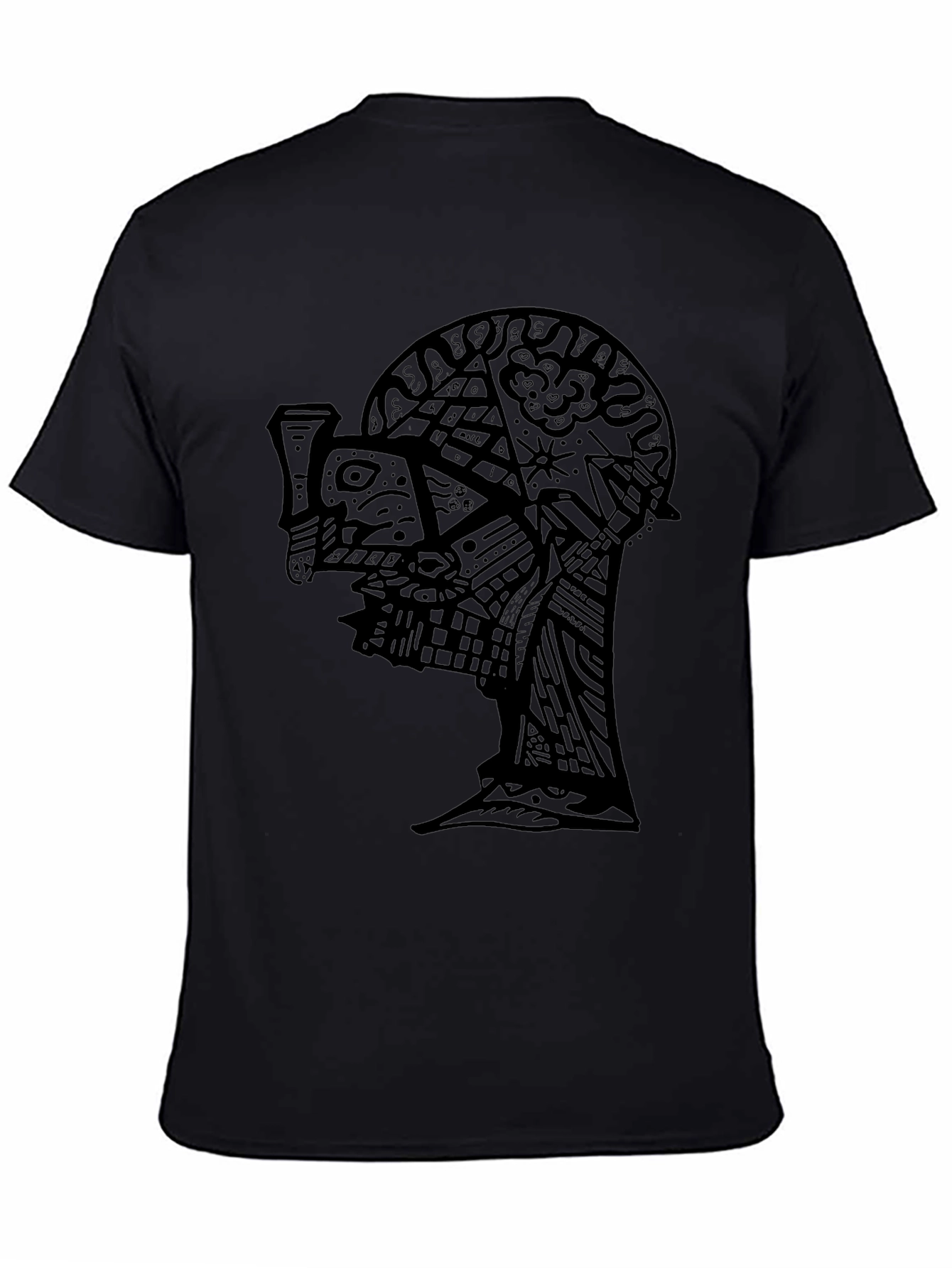 Abstract Face Graphic Black T-Shirt