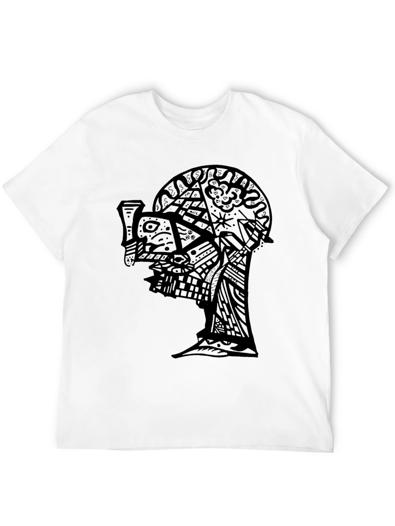 Abstract Face Graphic Black T-Shirt