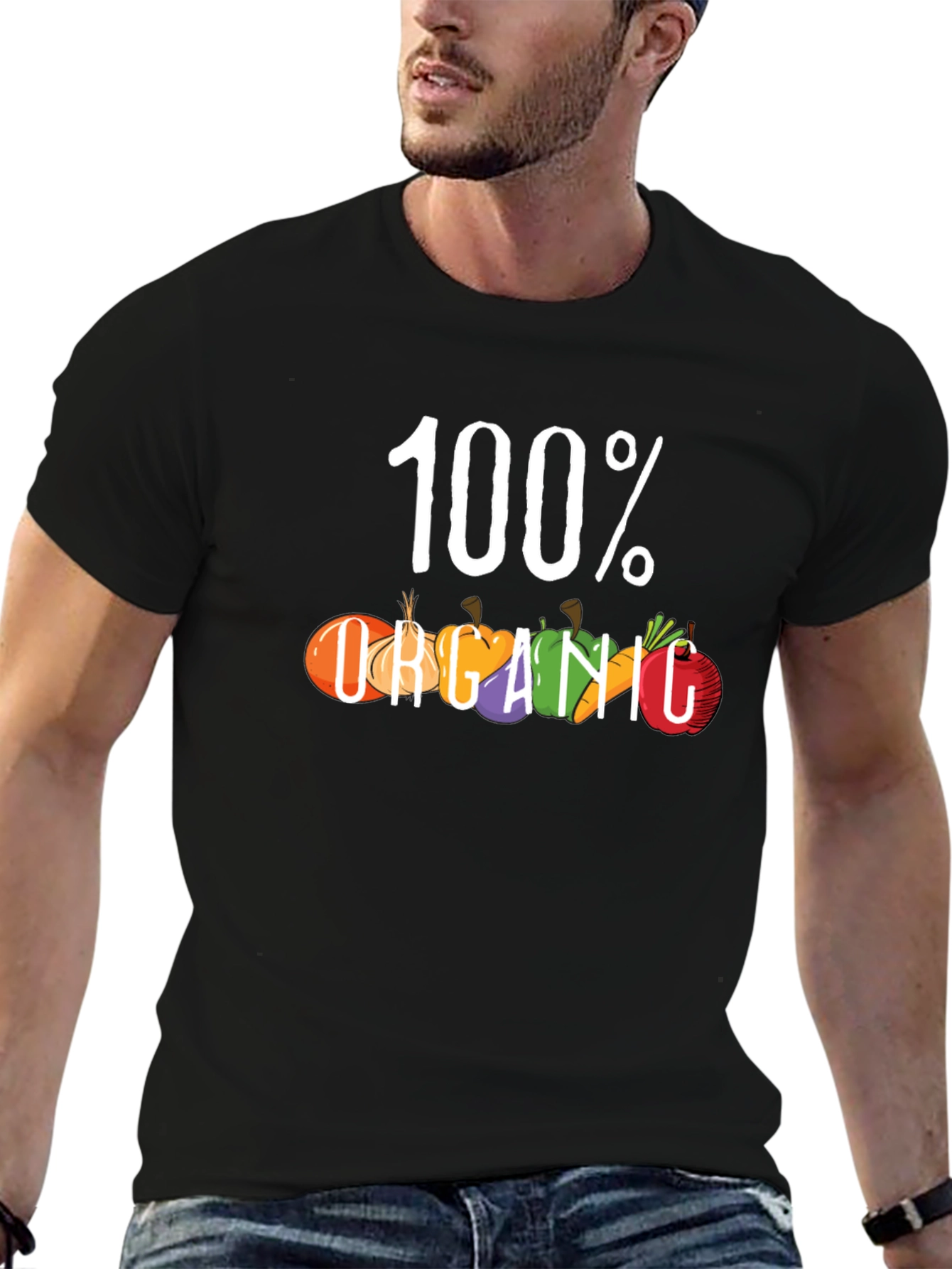 100% Organic Graphic Tee - Black T-Shirt