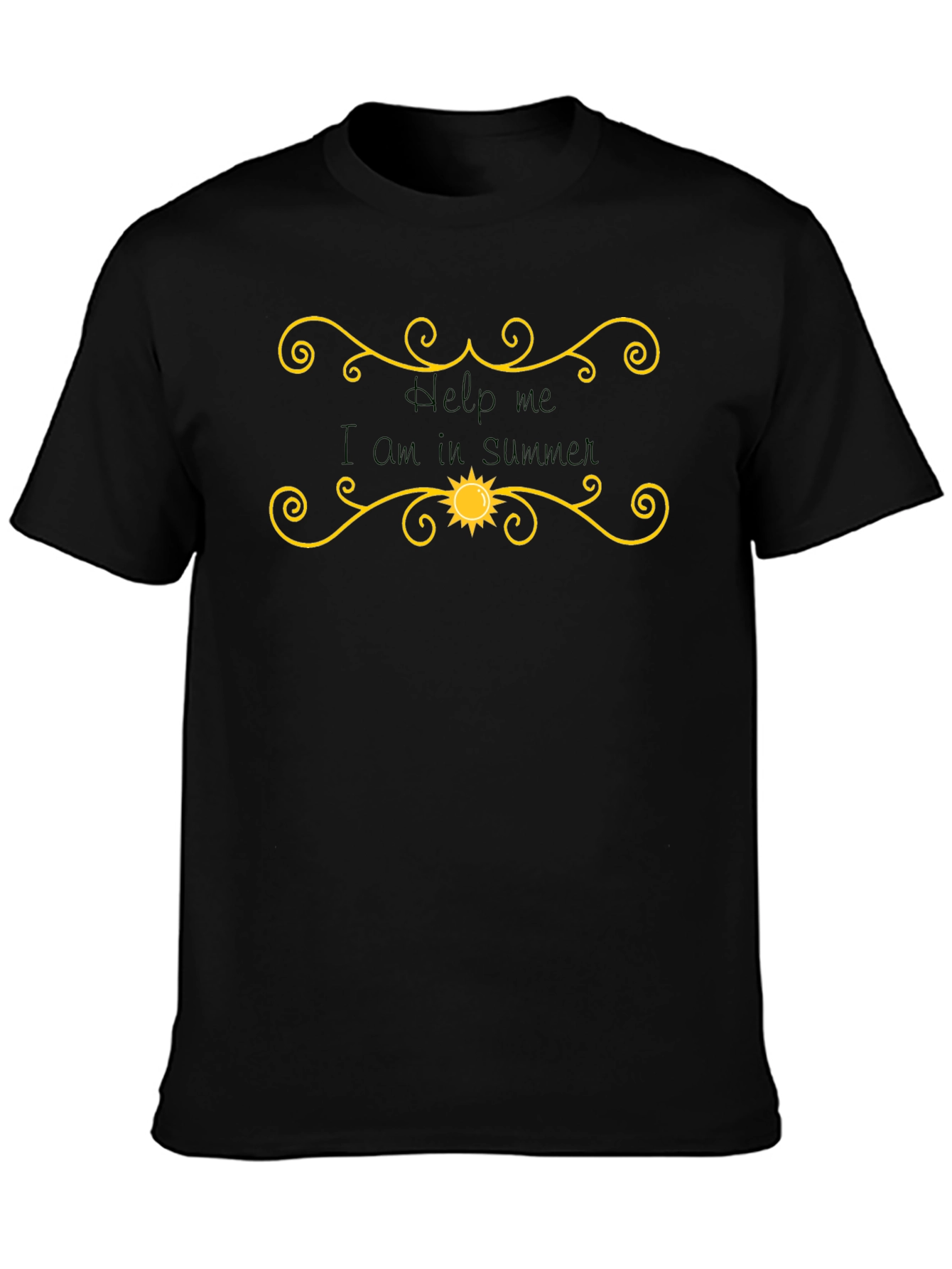 Help Me I Am in Summer Black Graphic T-Shirt