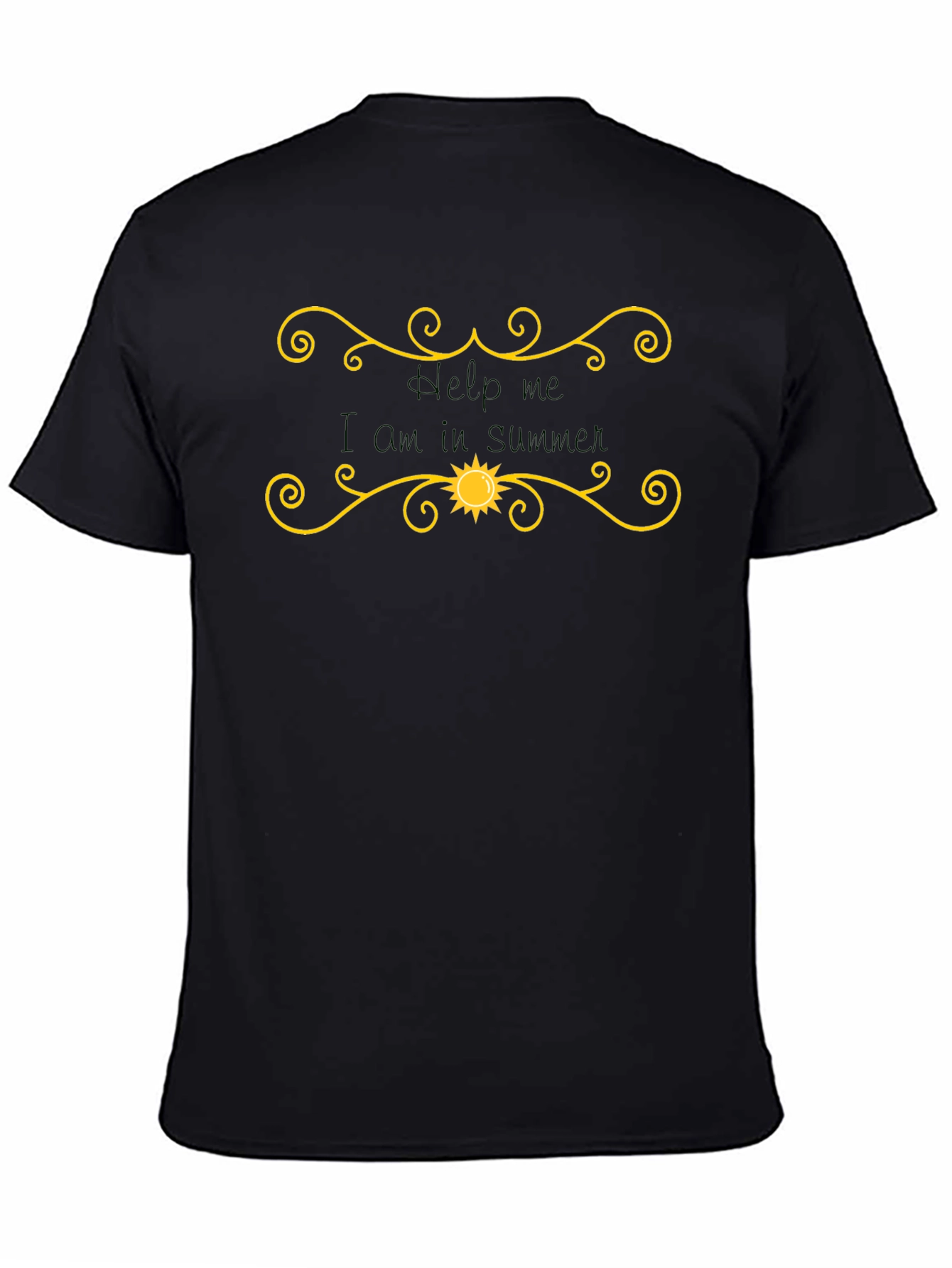 Help Me I Am in Summer Black Graphic T-Shirt