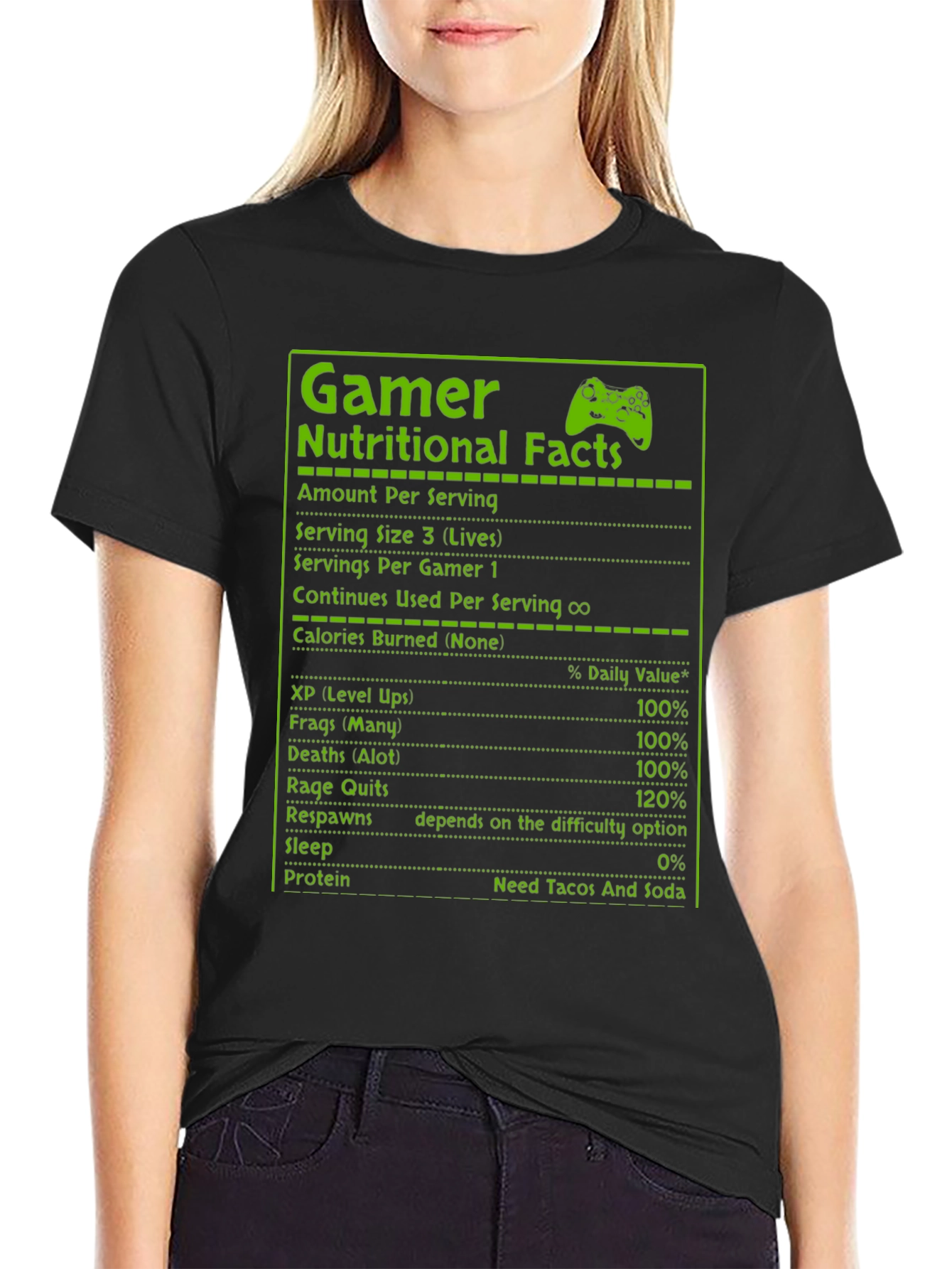 Gamer Nutritional Facts T-Shirt - Funny Gaming Tee