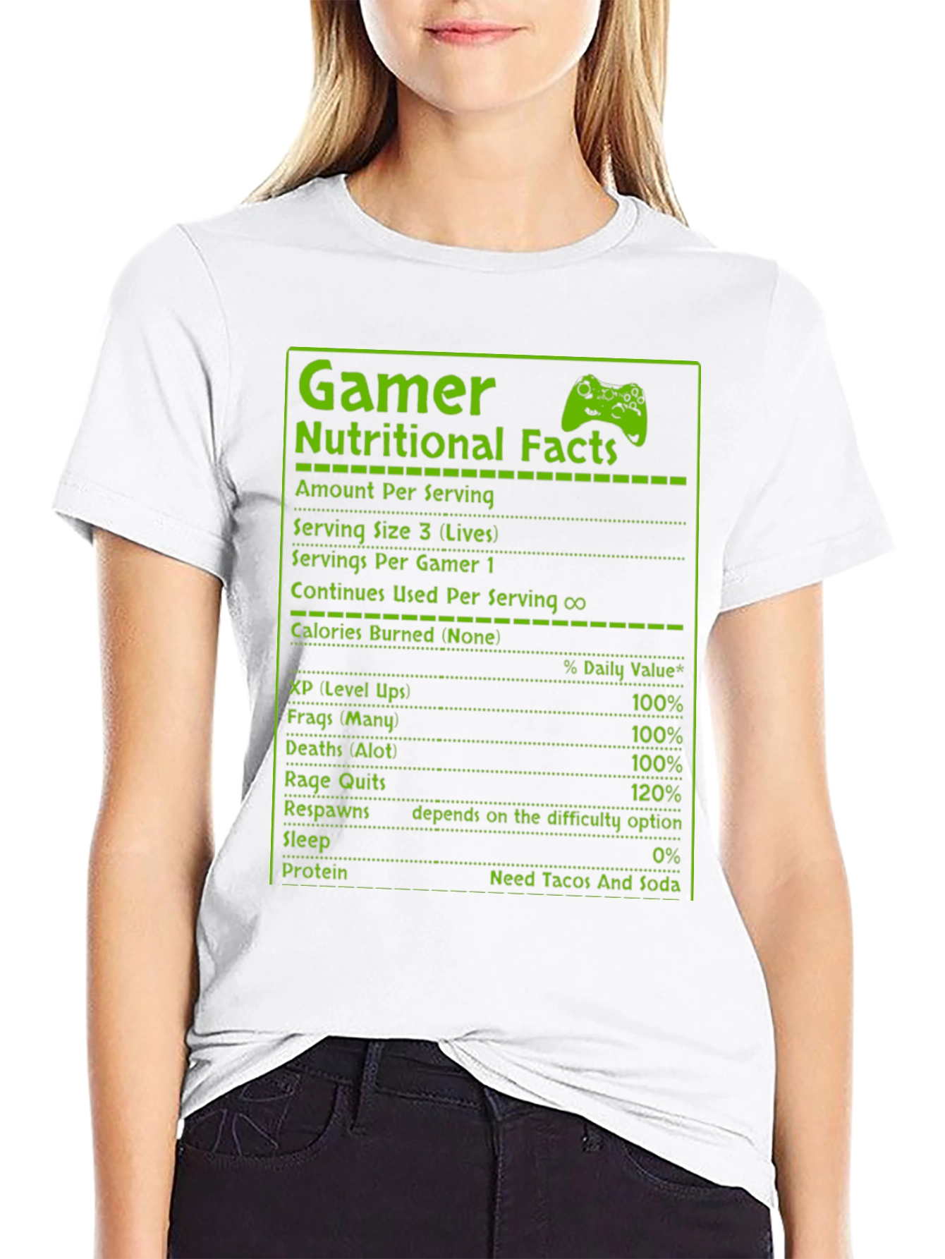 Gamer Nutritional Facts T-Shirt - Funny Gaming Tee