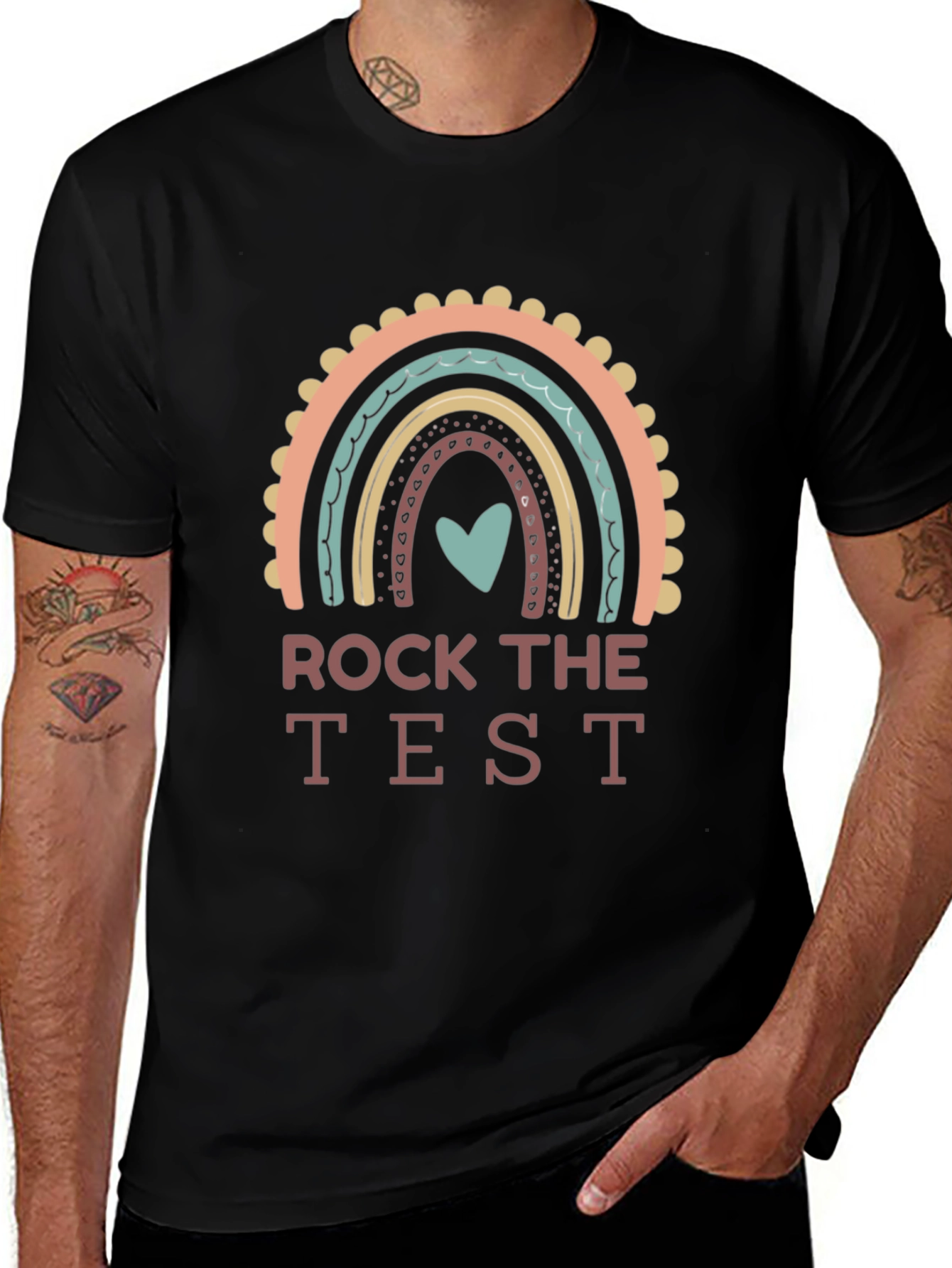 Rock The Test Rainbow Teacher T-Shirt