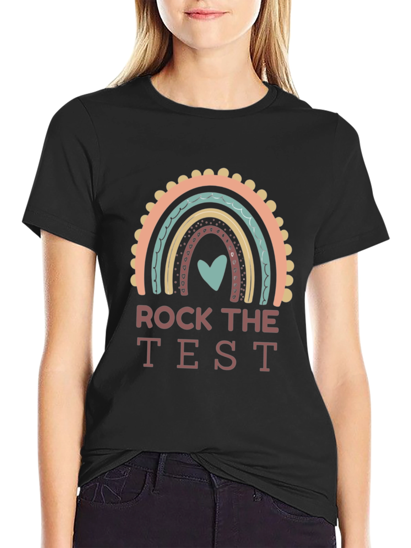 Rock The Test Rainbow Teacher T-Shirt