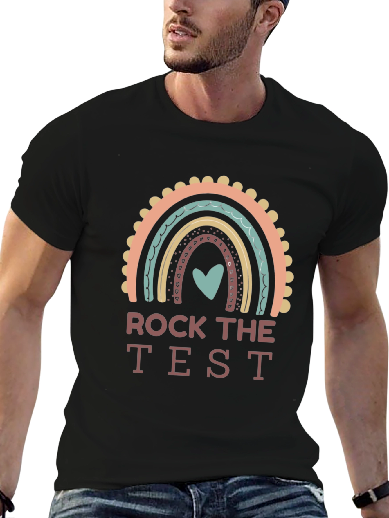 Rock The Test Rainbow Teacher T-Shirt